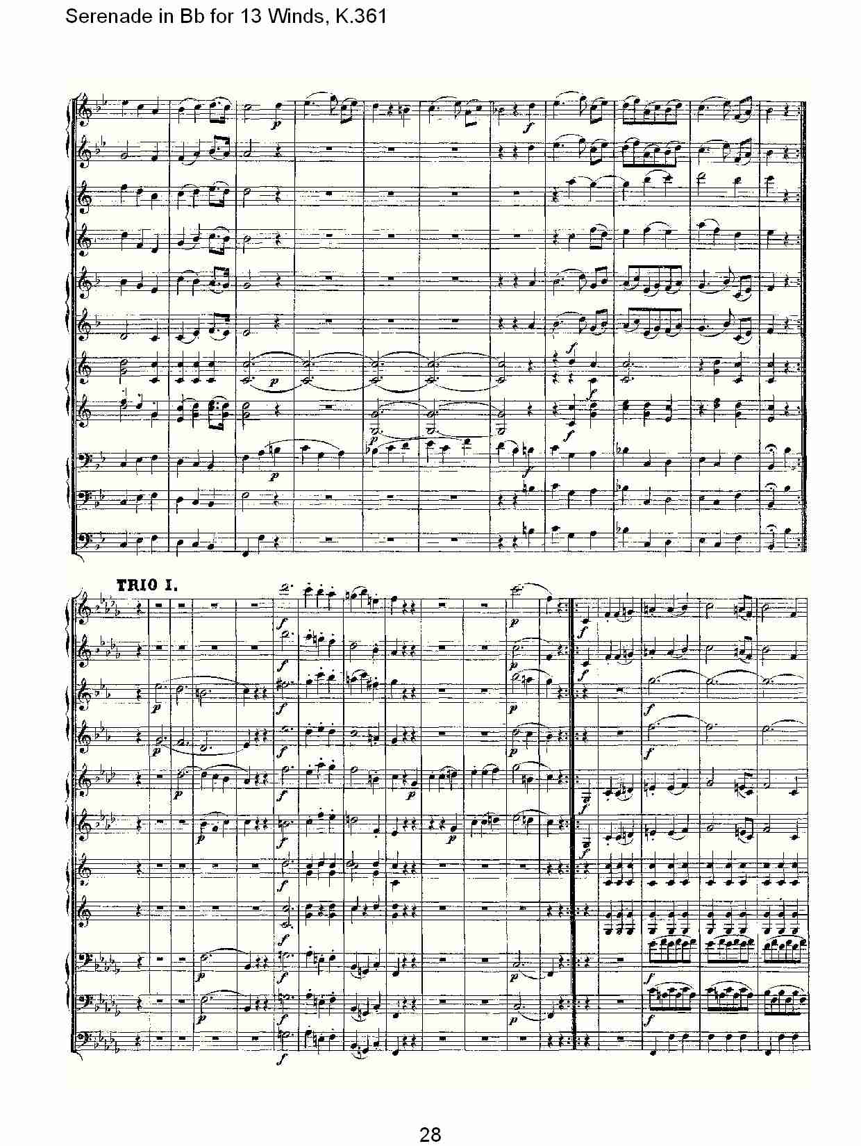 Bb调13管乐小夜曲, K.361（六）总谱（图3）