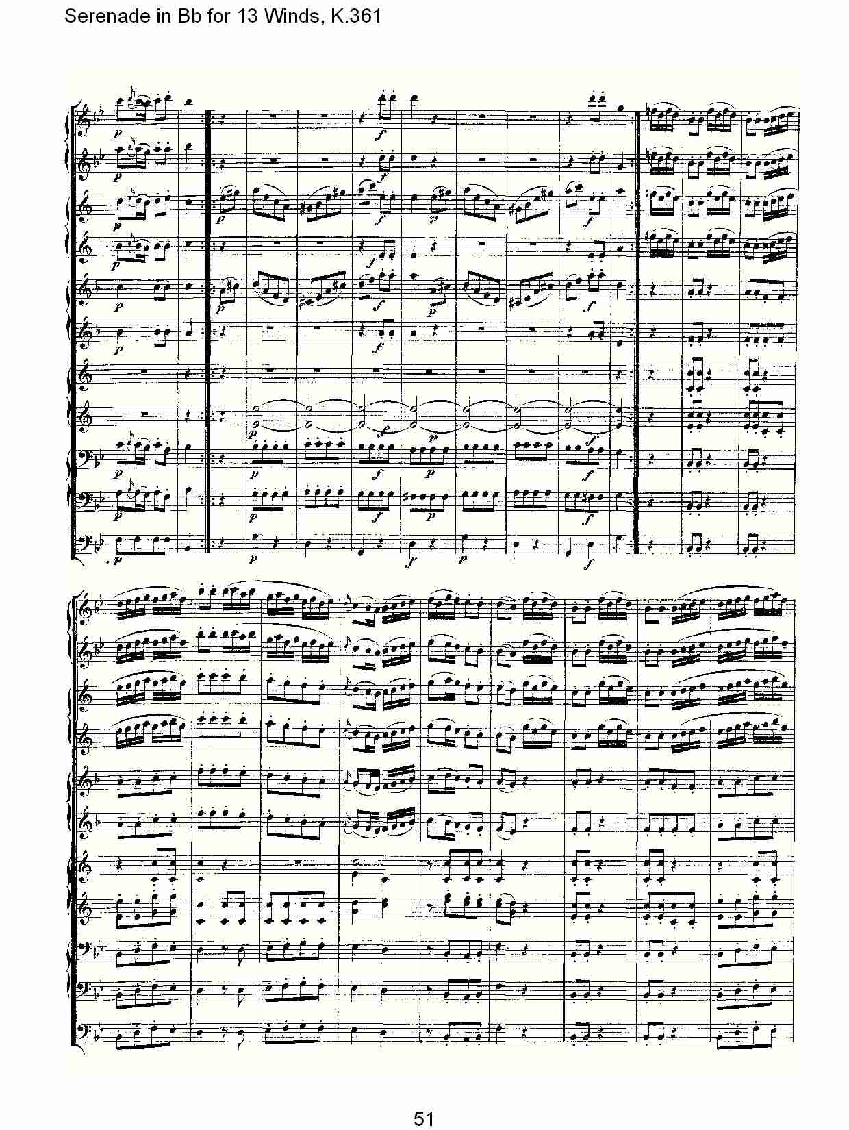 Bb调13管乐小夜曲, K.361（十一）总谱（图1）