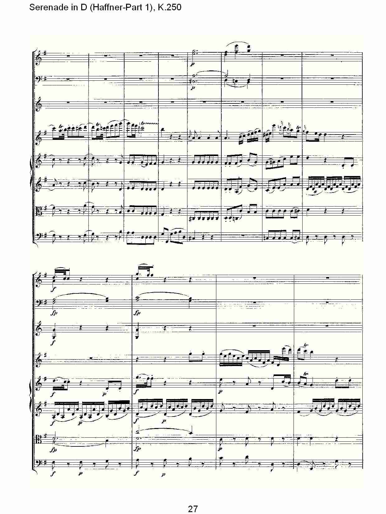 D调小夜曲(Haffner-第一部), K.250 （六）总谱（图2）