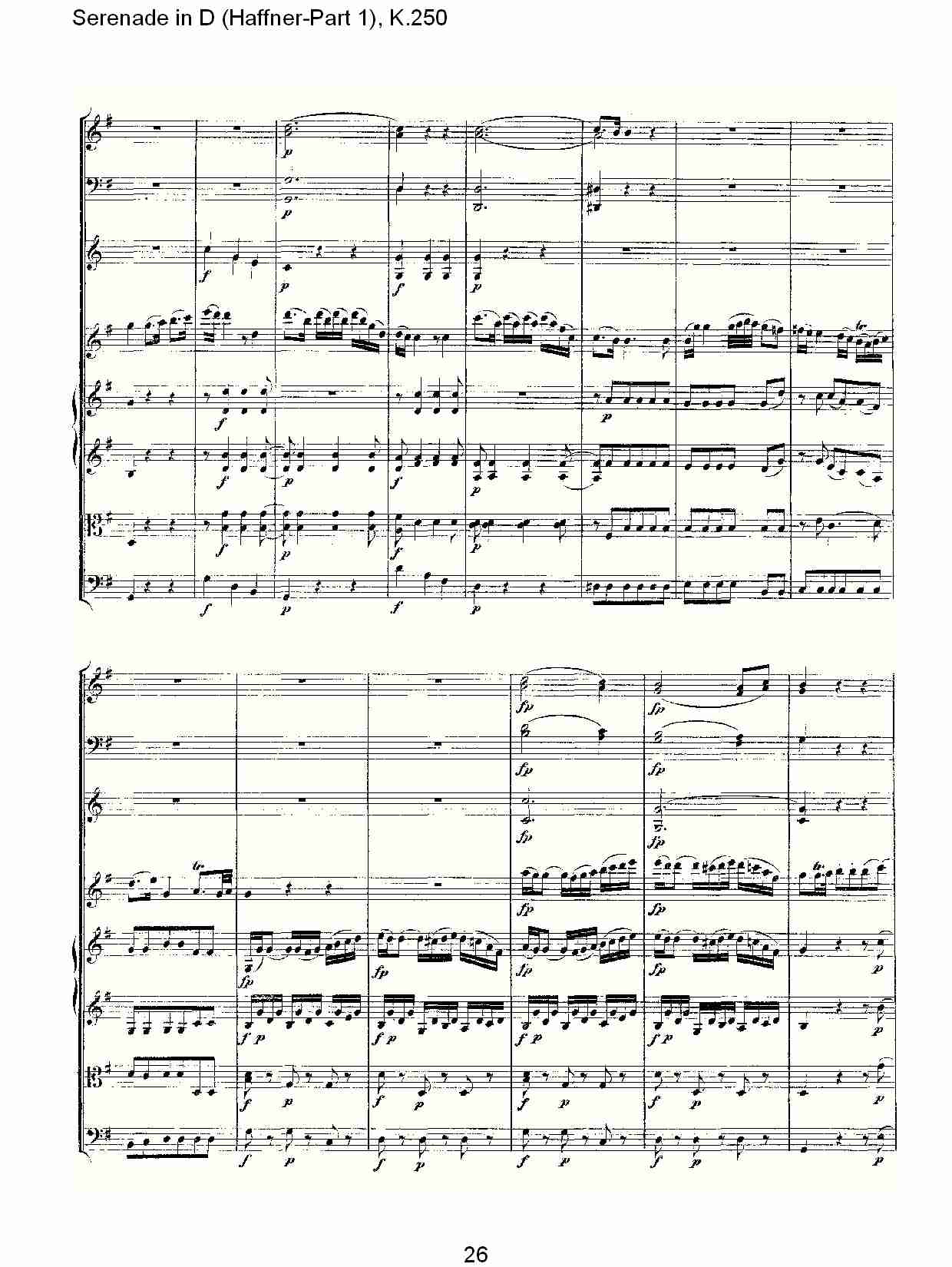 D调小夜曲(Haffner-第一部), K.250 （六）总谱（图1）