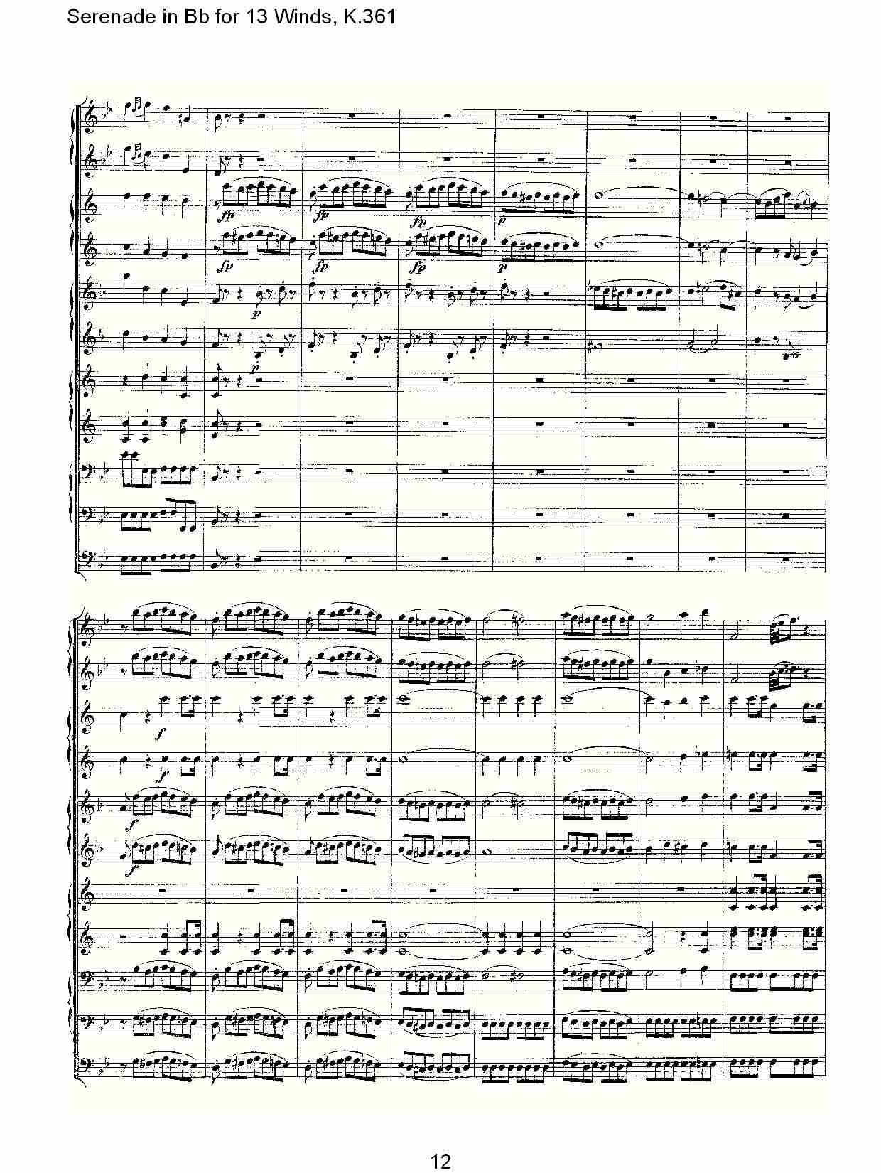 Bb调13管乐小夜曲, K.361（三）总谱（图2）