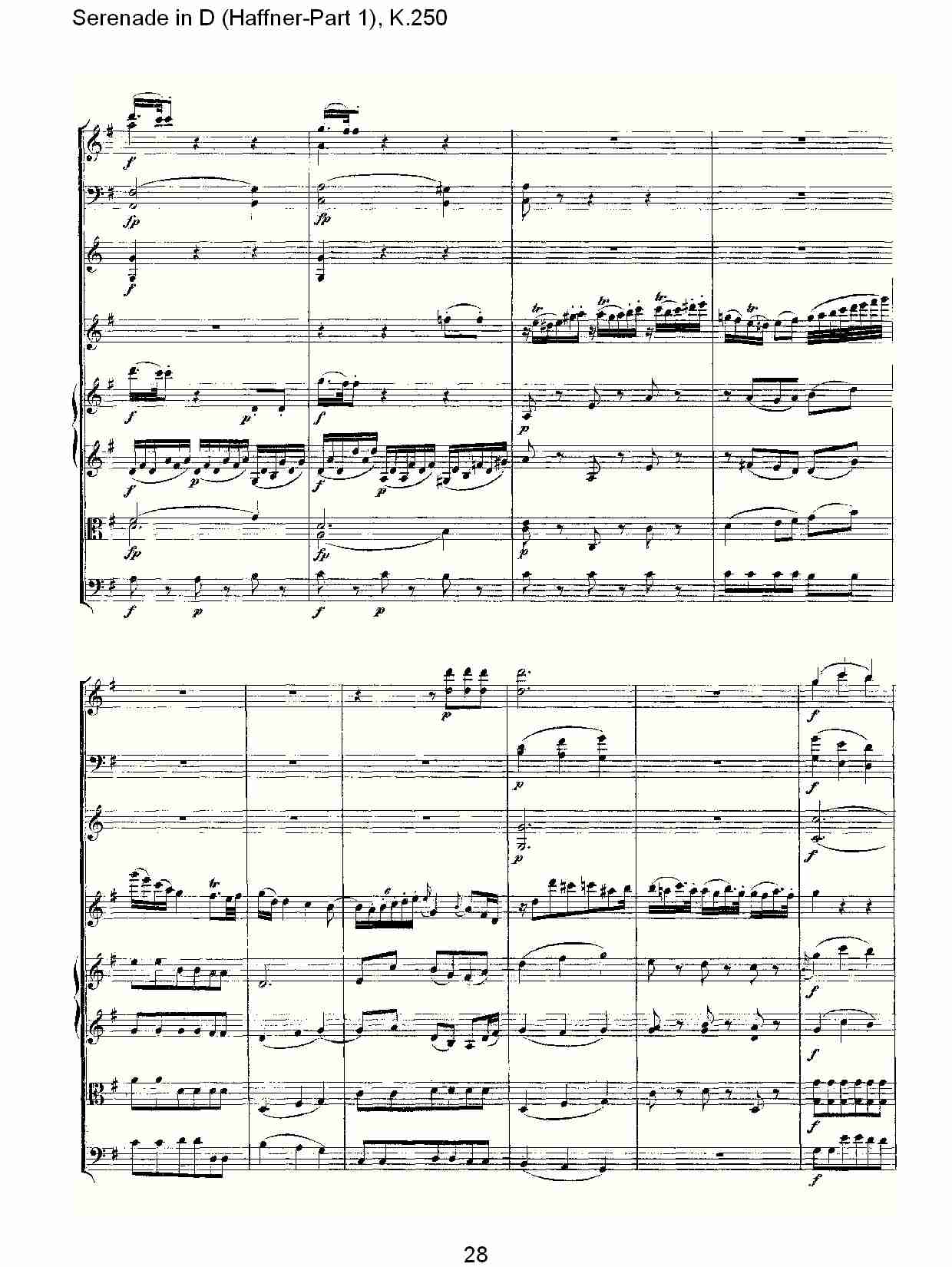 D调小夜曲(Haffner-第一部), K.250 （六）总谱（图3）