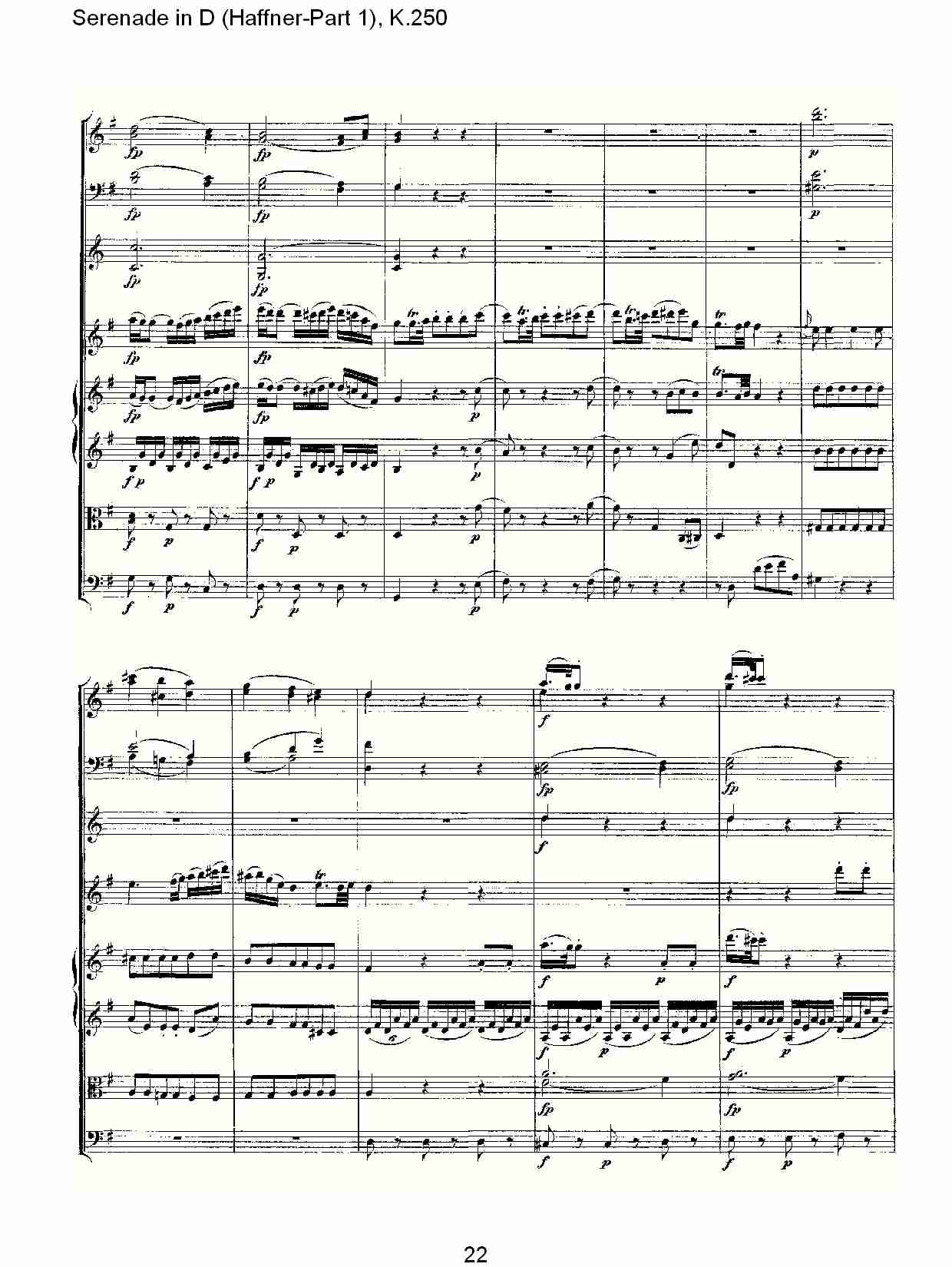D调小夜曲(Haffner-第一部), K.250 （五）总谱（图2）