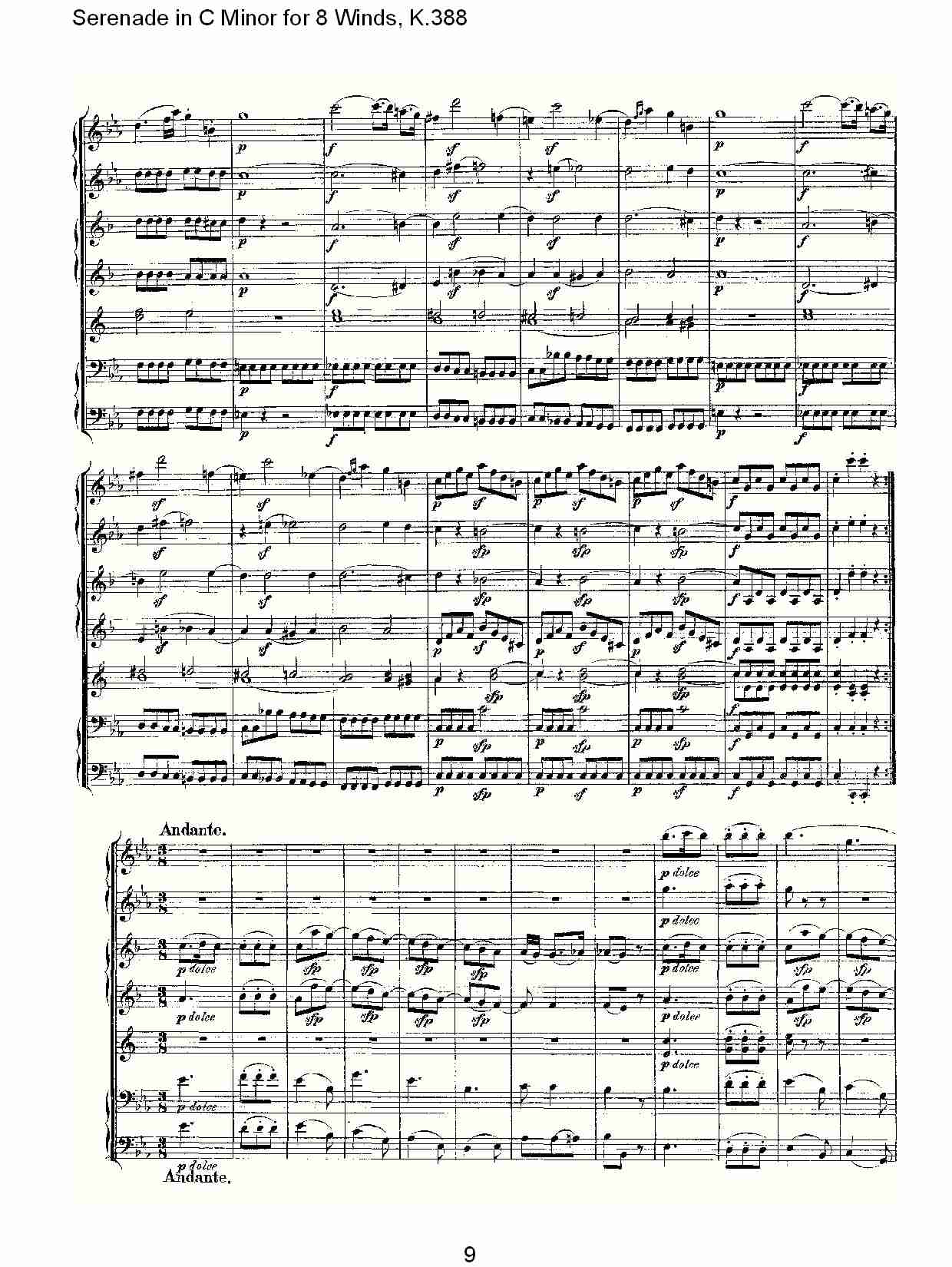 C大调8管乐小夜曲,  K.388（二）总谱（图5）
