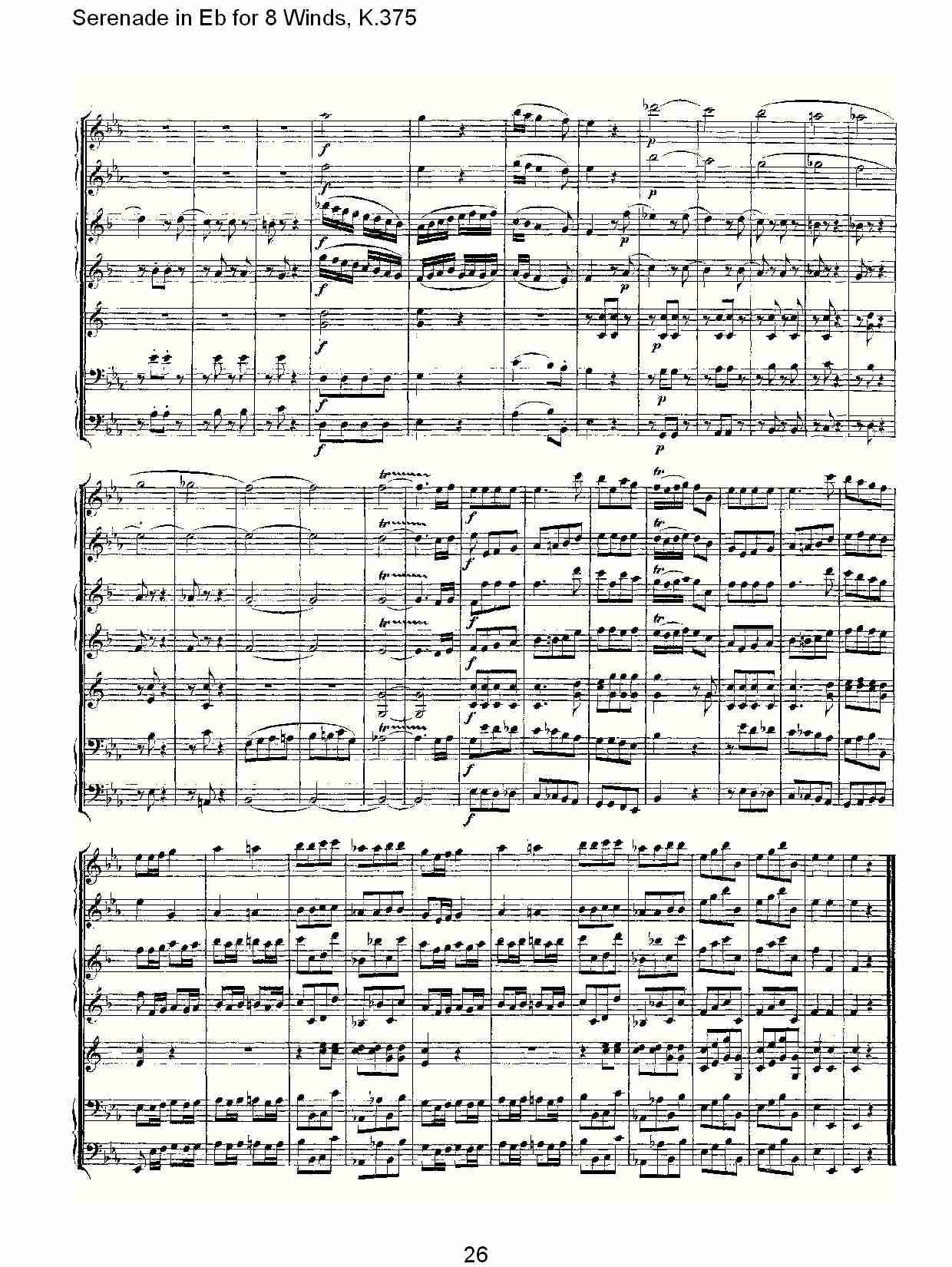 Eb调8管乐小夜曲,  K.375（六）总谱（图1）