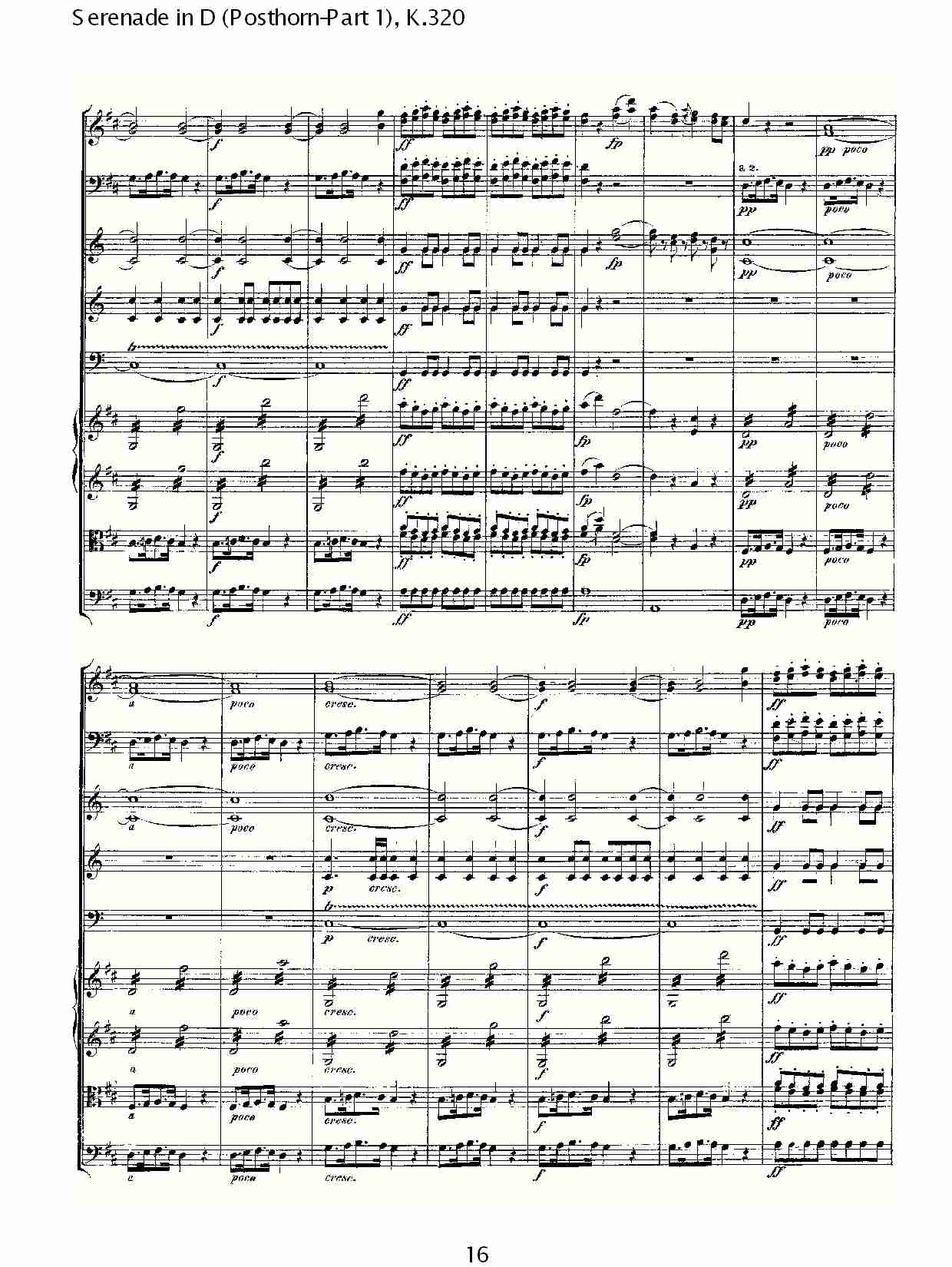 D调小夜曲(Posthorn-第一部), K.320（四）总谱（图1）