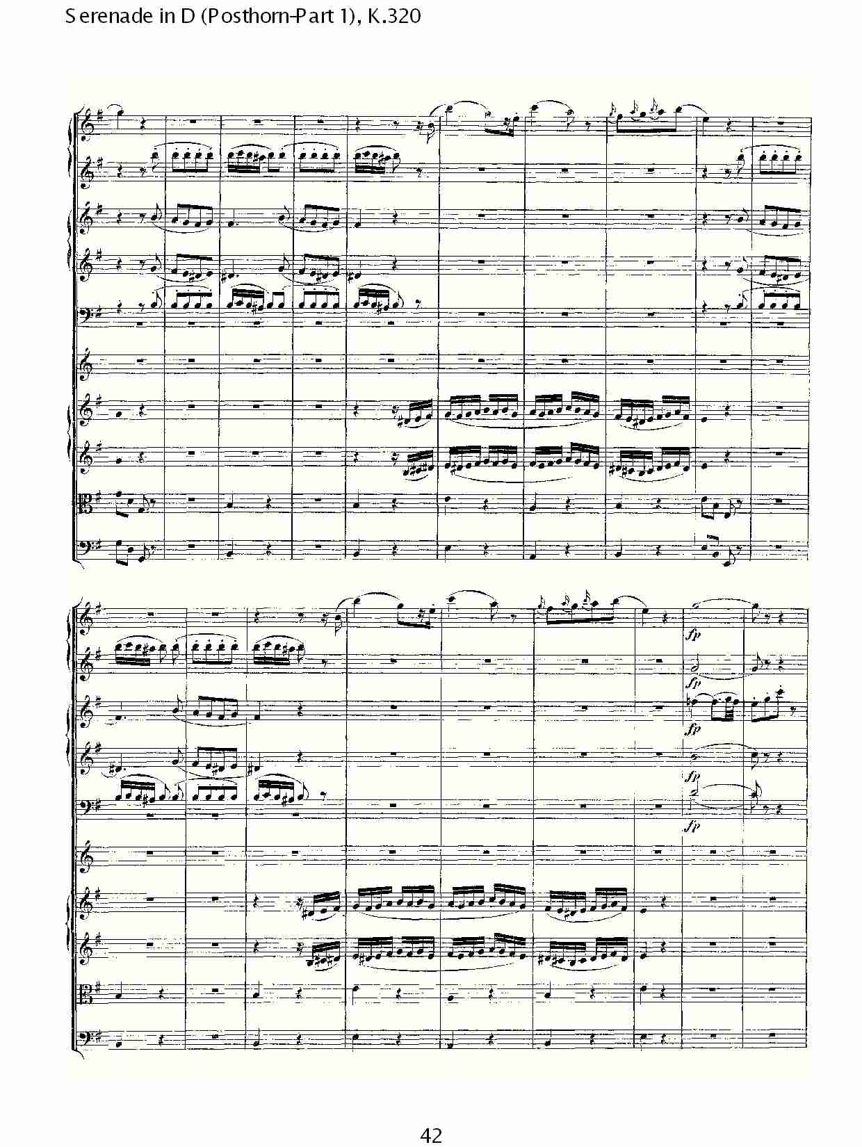 D调小夜曲(Posthorn-第一部), K.320（九）总谱（图2）