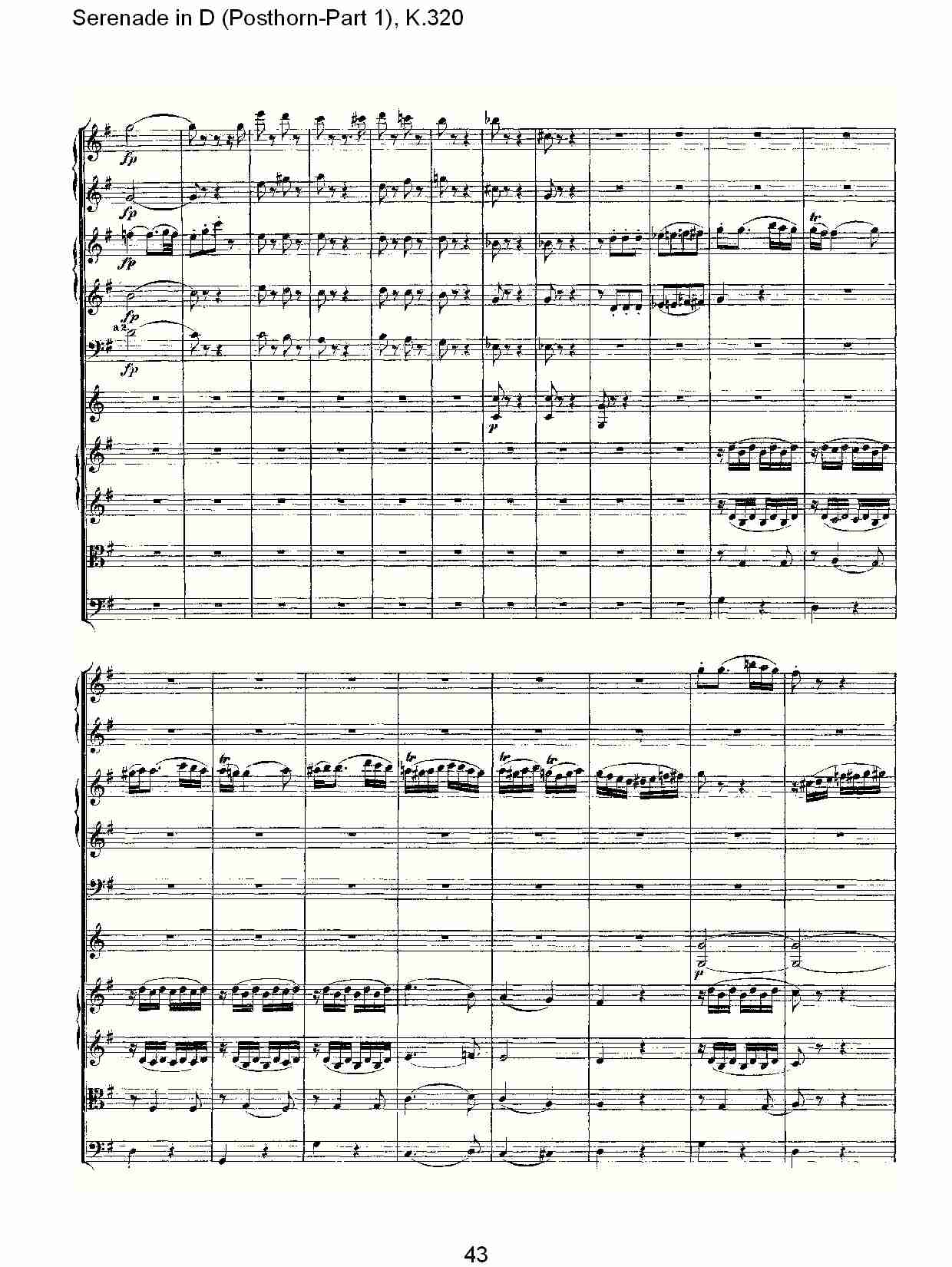 D调小夜曲(Posthorn-第一部), K.320（九）总谱（图3）