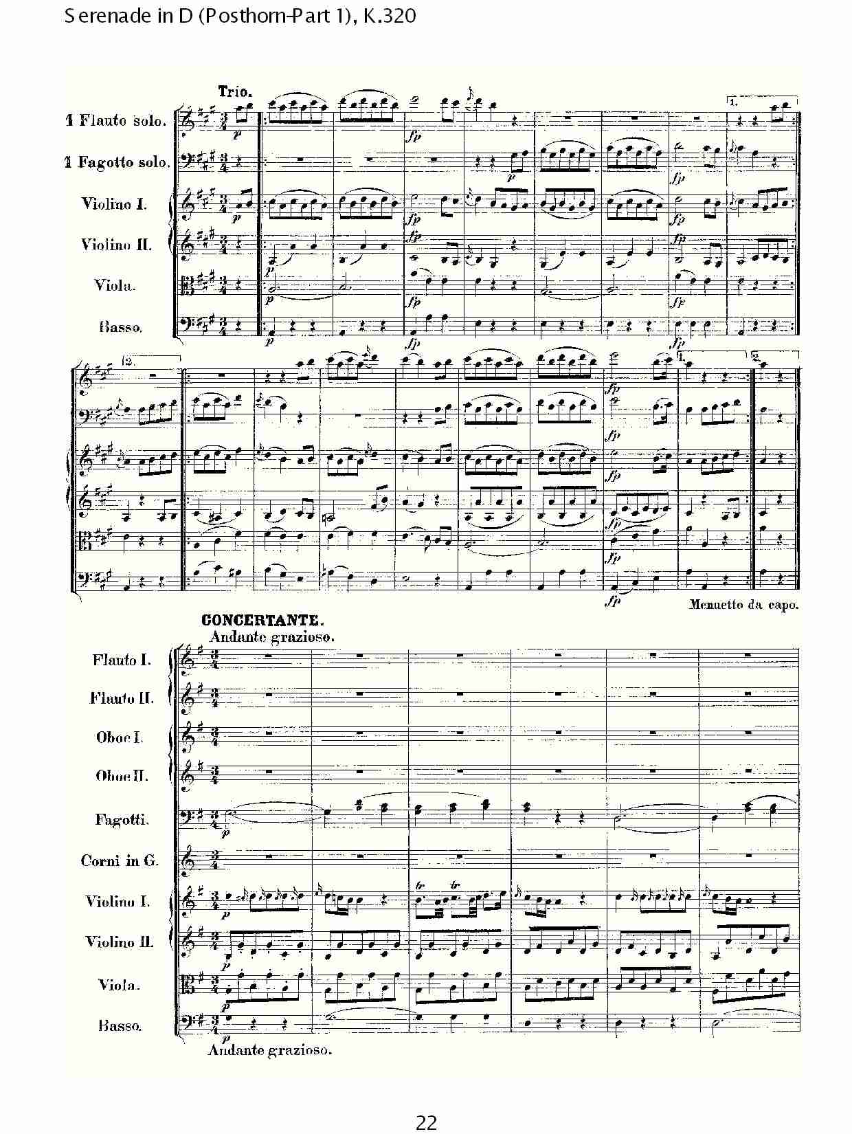 D调小夜曲(Posthorn-第一部), K.320（五）总谱（图2）