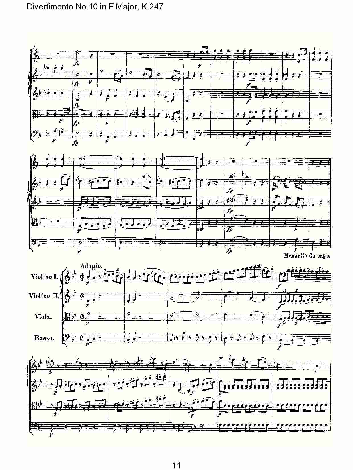 F大调第十嬉游曲,K.247（三）总谱（图1）