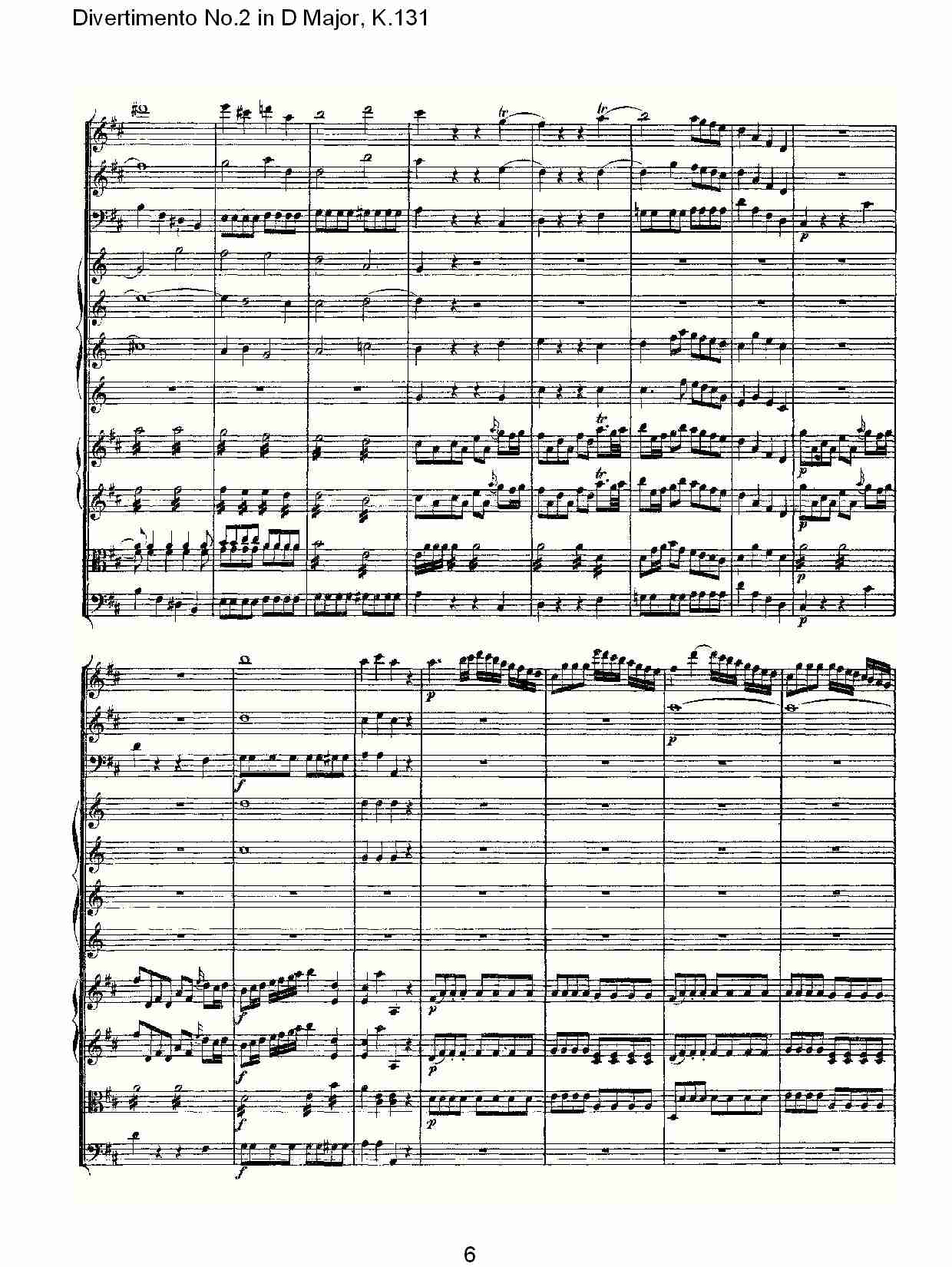 D大调第二嬉游曲,K.131（二）总谱（图1）