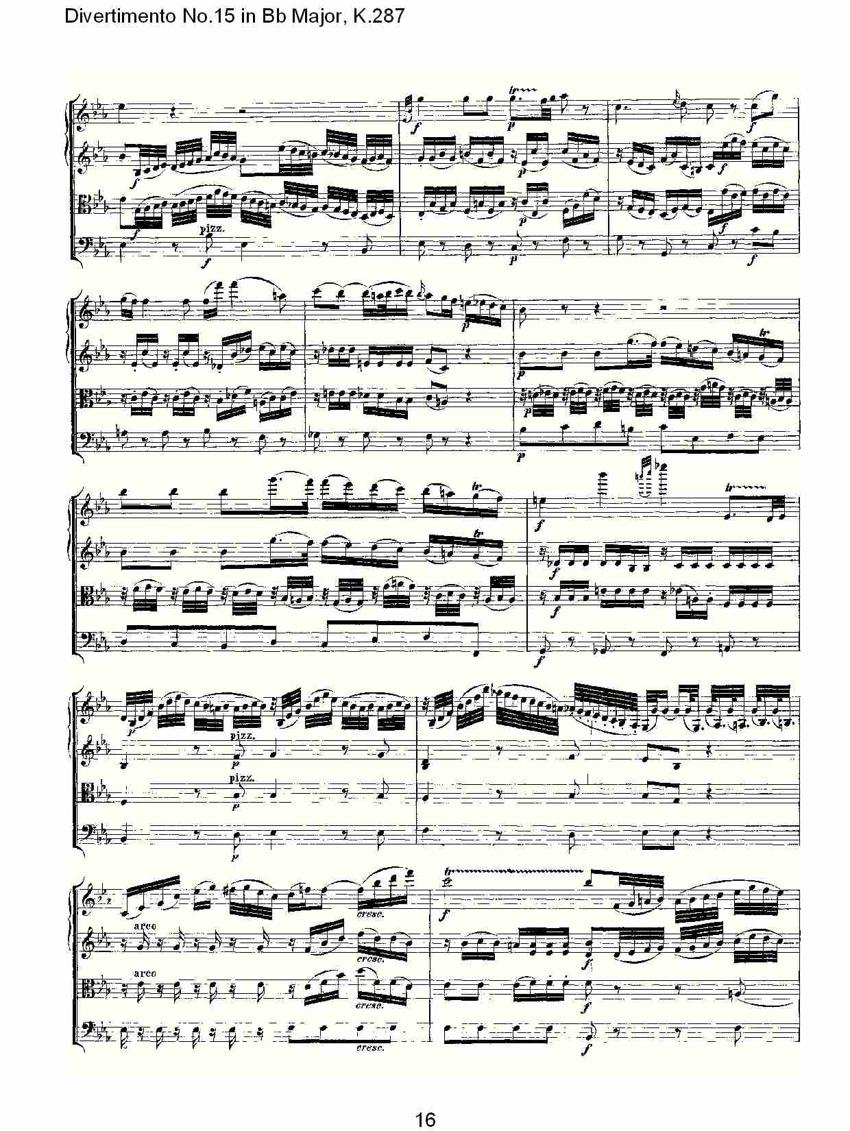 Bb大调第十五嬉游曲,K.287（四）总谱（图1）