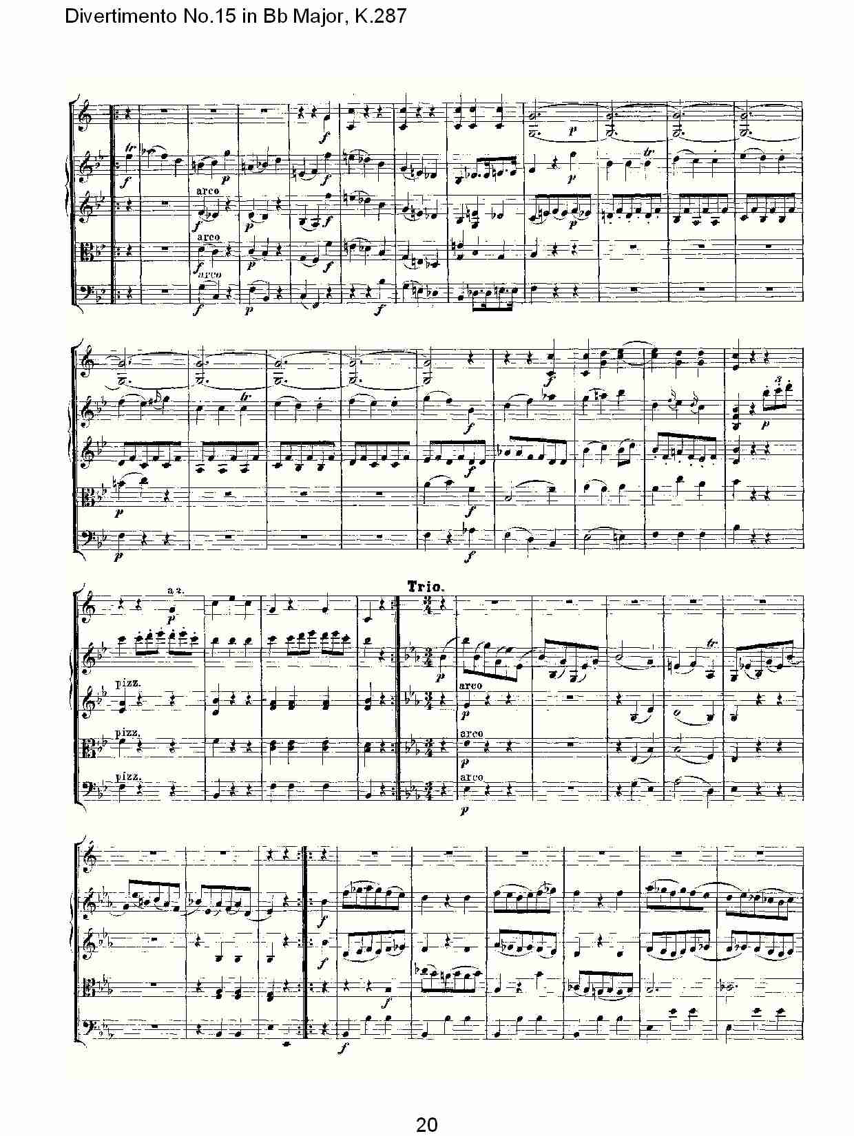 Bb大调第十五嬉游曲,K.287（四）总谱（图5）