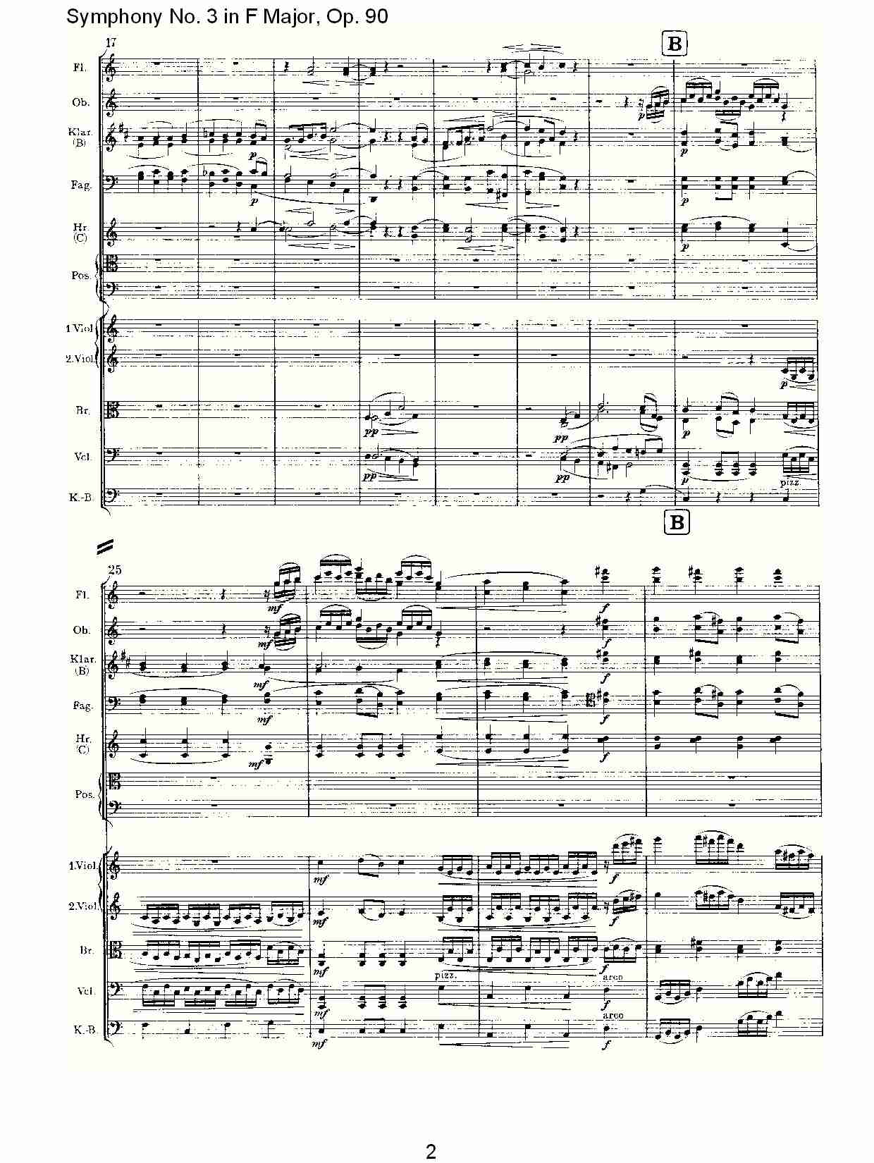 F大调第三交响曲, Op.90第二乐章（一）总谱（图2）