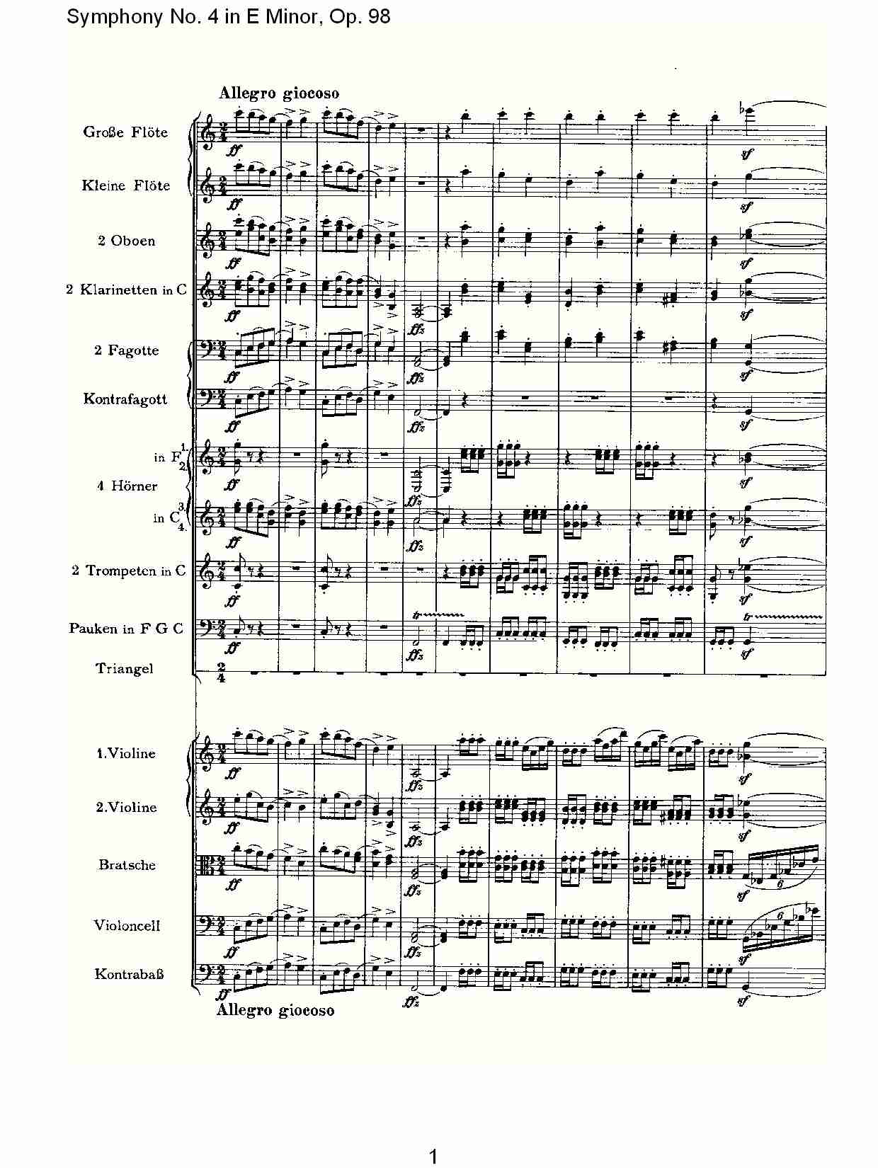 E小调第四交响曲, Op.98第三乐章（一）总谱（图1）