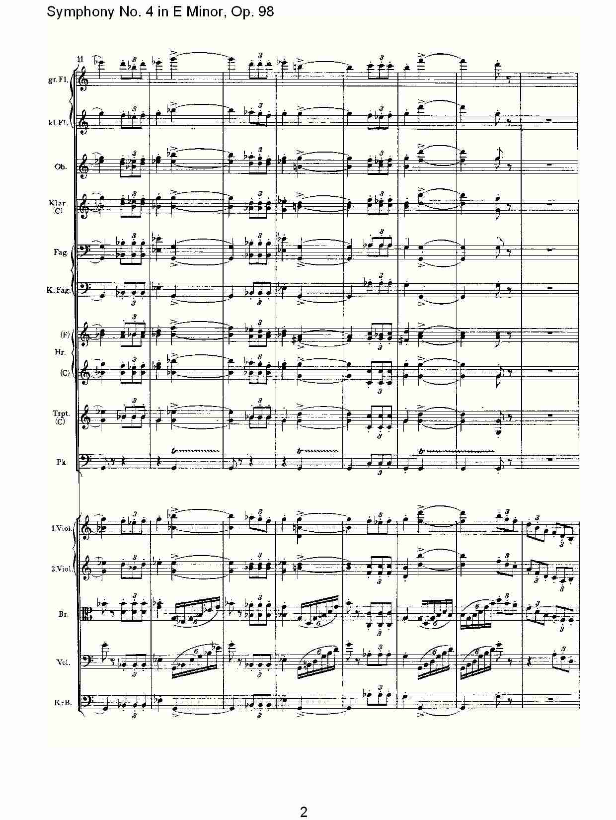 E小调第四交响曲, Op.98第三乐章（一）总谱（图2）