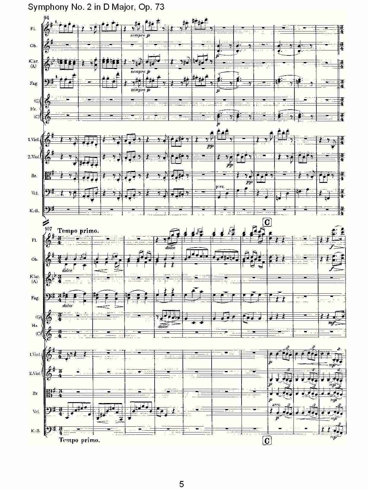 D大调第二交响曲, Op.73第三乐章（一）总谱（图5）
