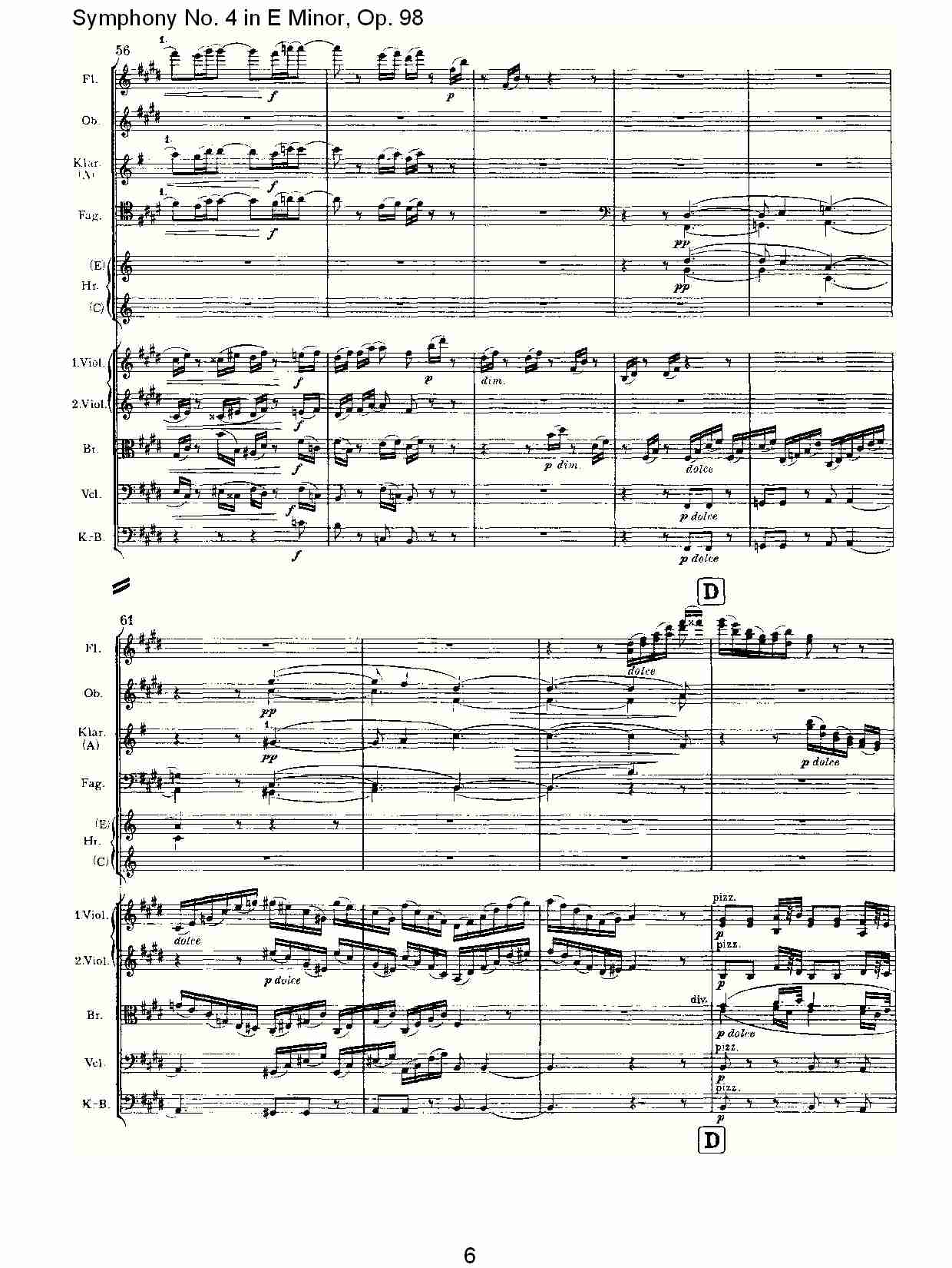 E小调第四交响曲, Op.98第二乐章（二）总谱（图1）