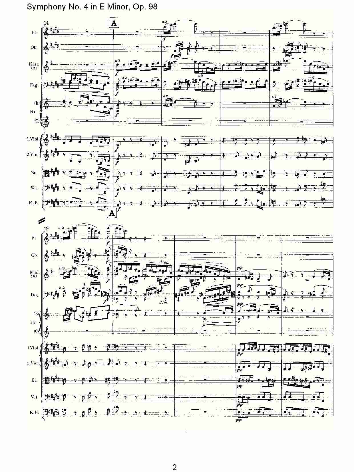 E小调第四交响曲, Op.98第二乐章（一）总谱（图2）