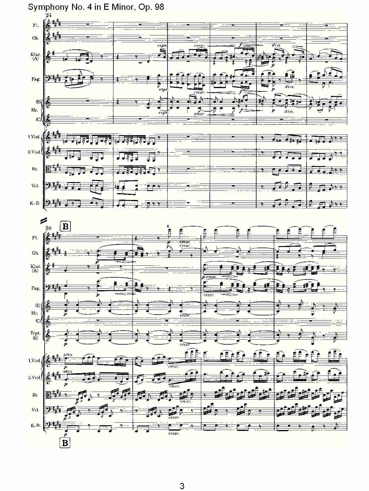 E小调第四交响曲, Op.98第二乐章（一）总谱（图3）