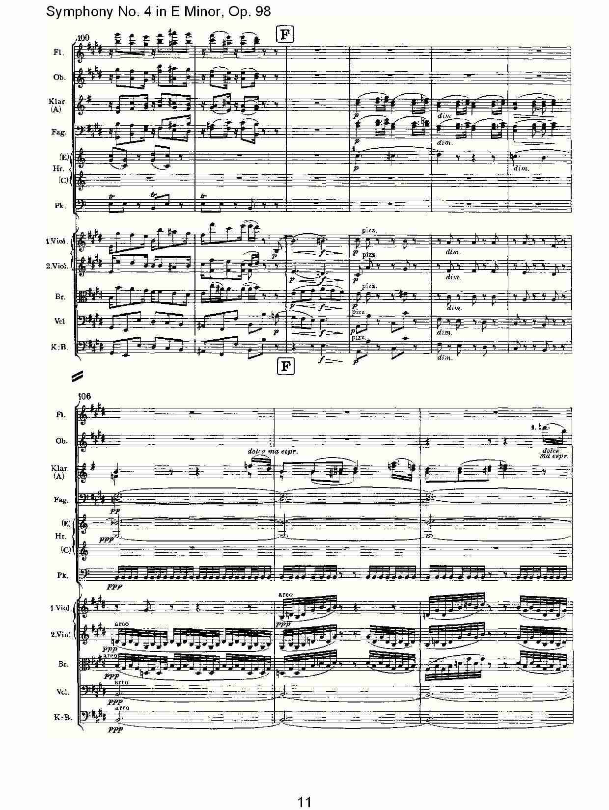 E小调第四交响曲, Op.98第二乐章（三）总谱（图1）