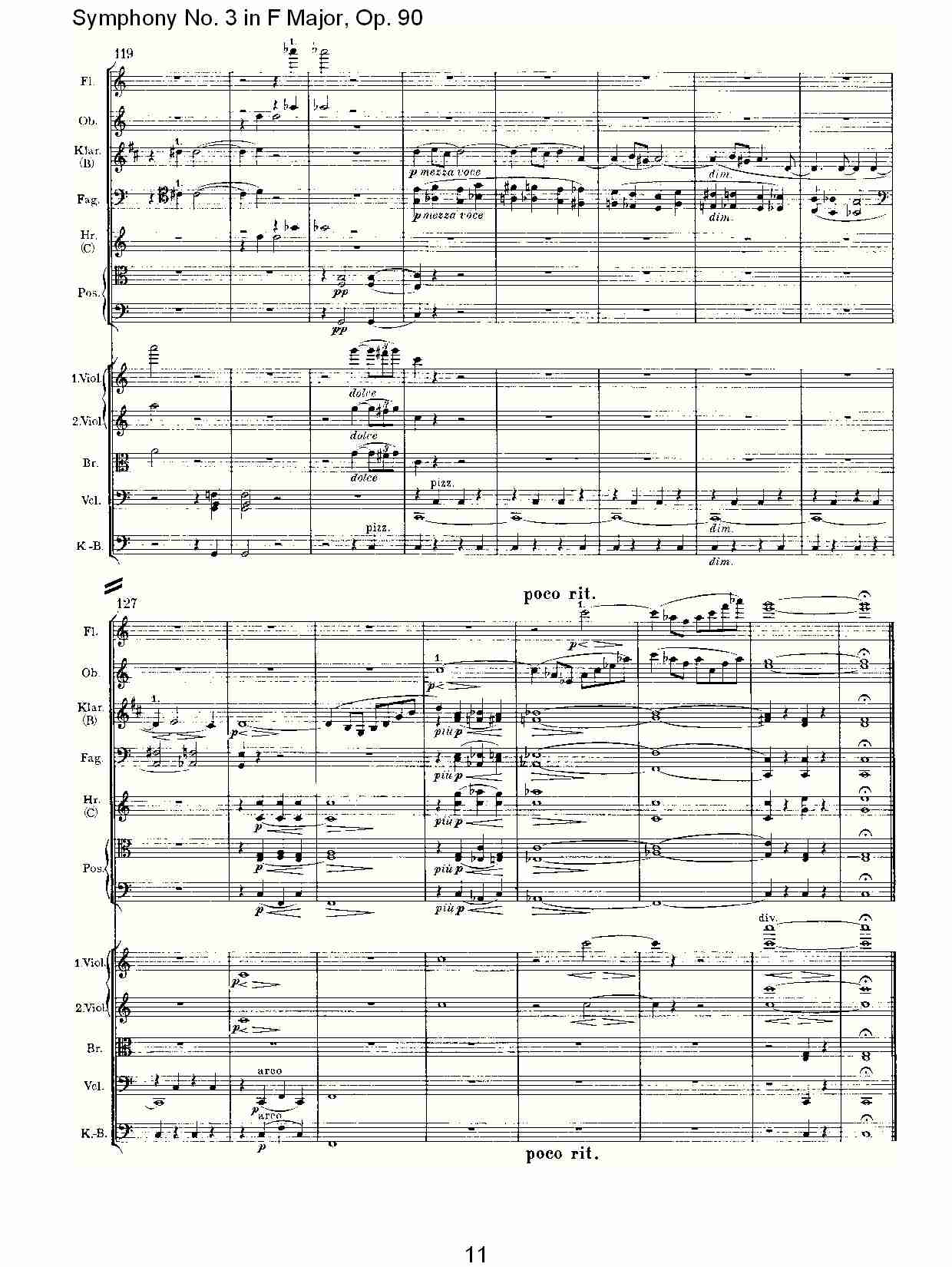 F大调第三交响曲, Op.90第二乐章（三）总谱（图1）