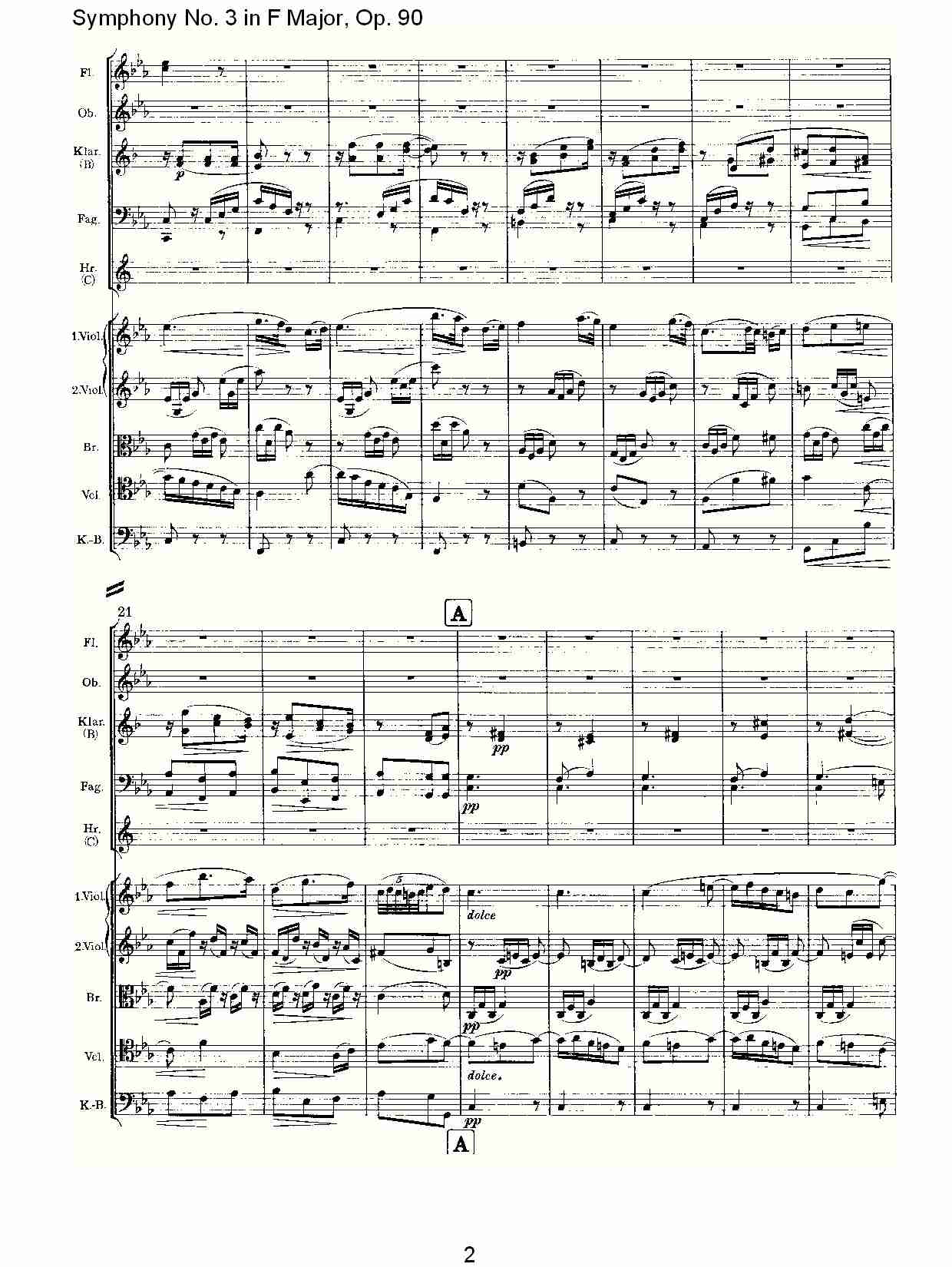 F大调第三交响曲, Op.90第三乐章（一）总谱（图2）