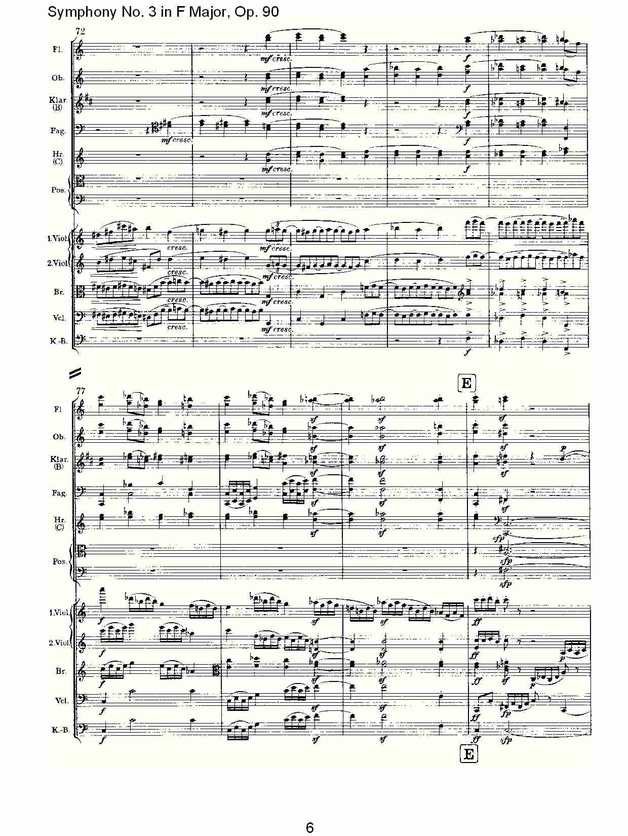 F大调第三交响曲, Op.90第二乐章（二）总谱（图1）