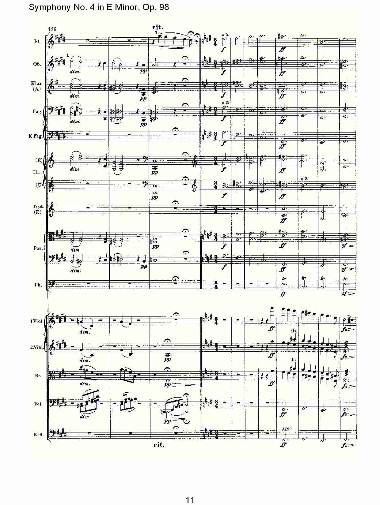 E小调第四交响曲, Op.98第四乐章（三）总谱（图1）