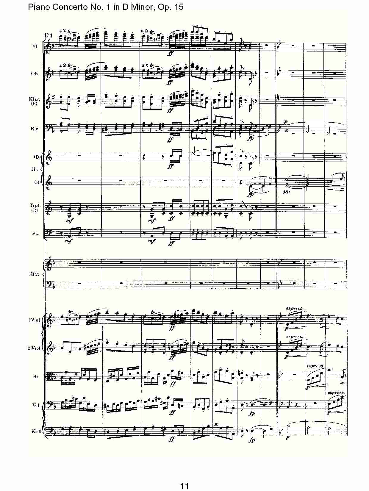 D小调钢琴第一协奏曲, Op.15第三乐章（三）总谱（图1）