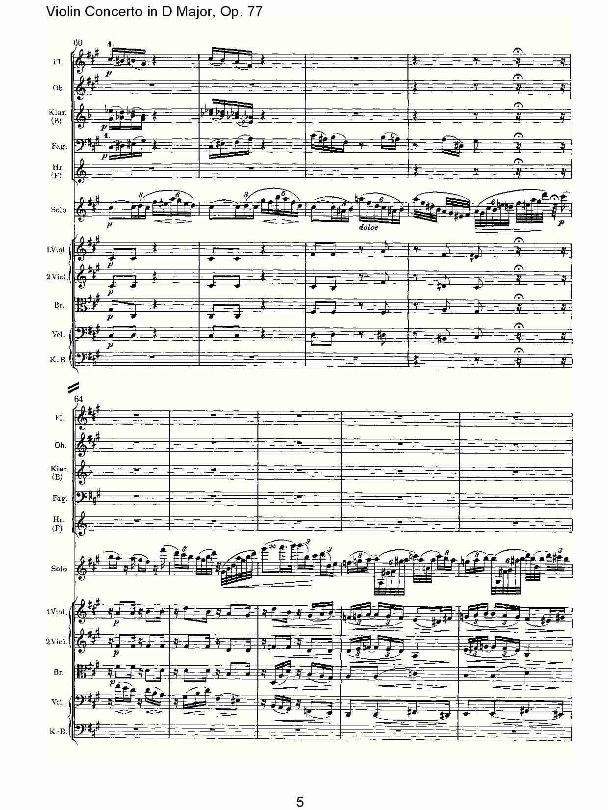D大调小提琴协奏曲, Op.77第二乐章（一）总谱（图5）