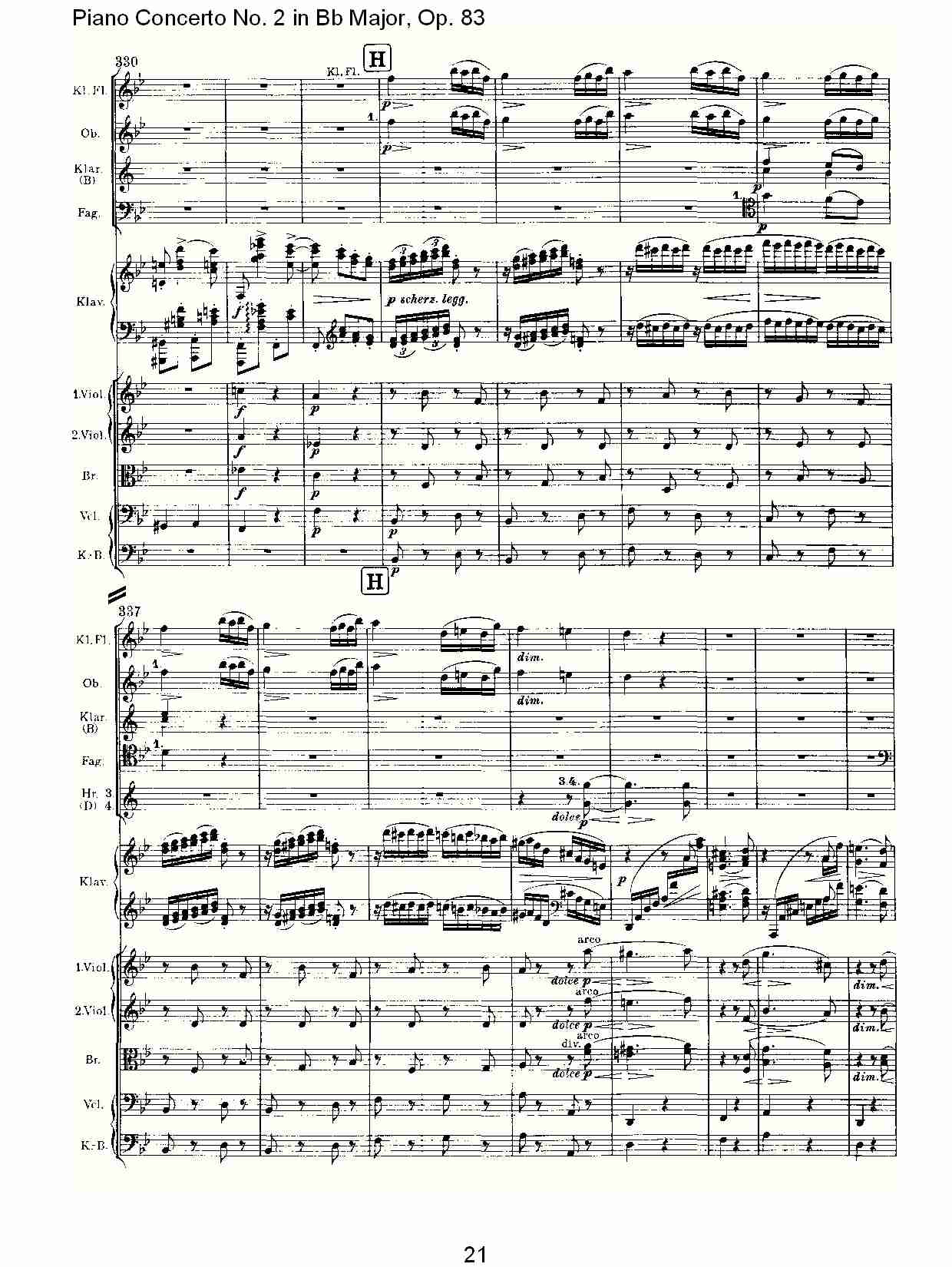 Bb大调钢琴第二协奏曲, Op.83第四乐章（五）总谱（图1）