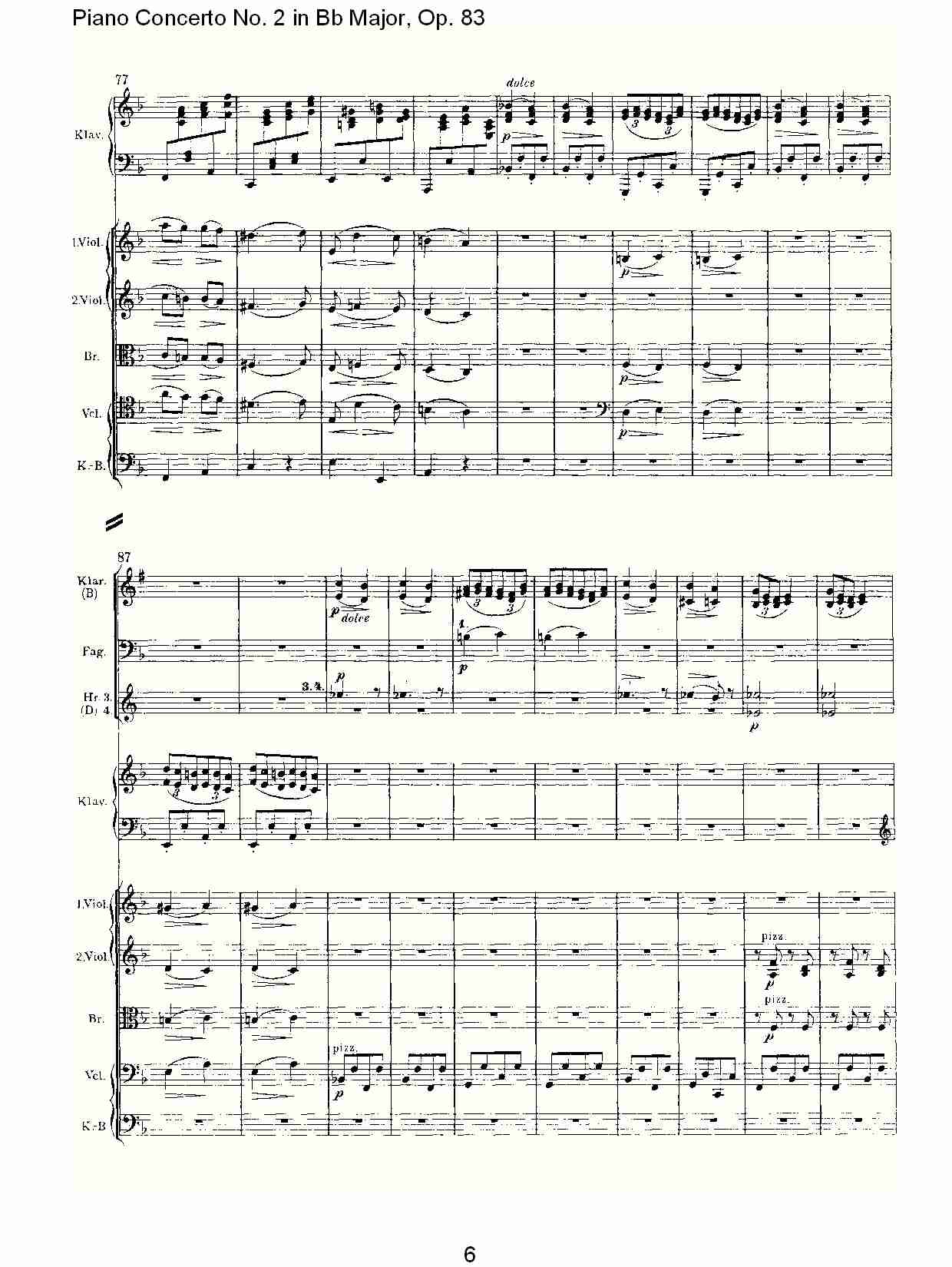 Bb大调钢琴第二协奏曲, Op.83第四乐章（二）总谱（图1）