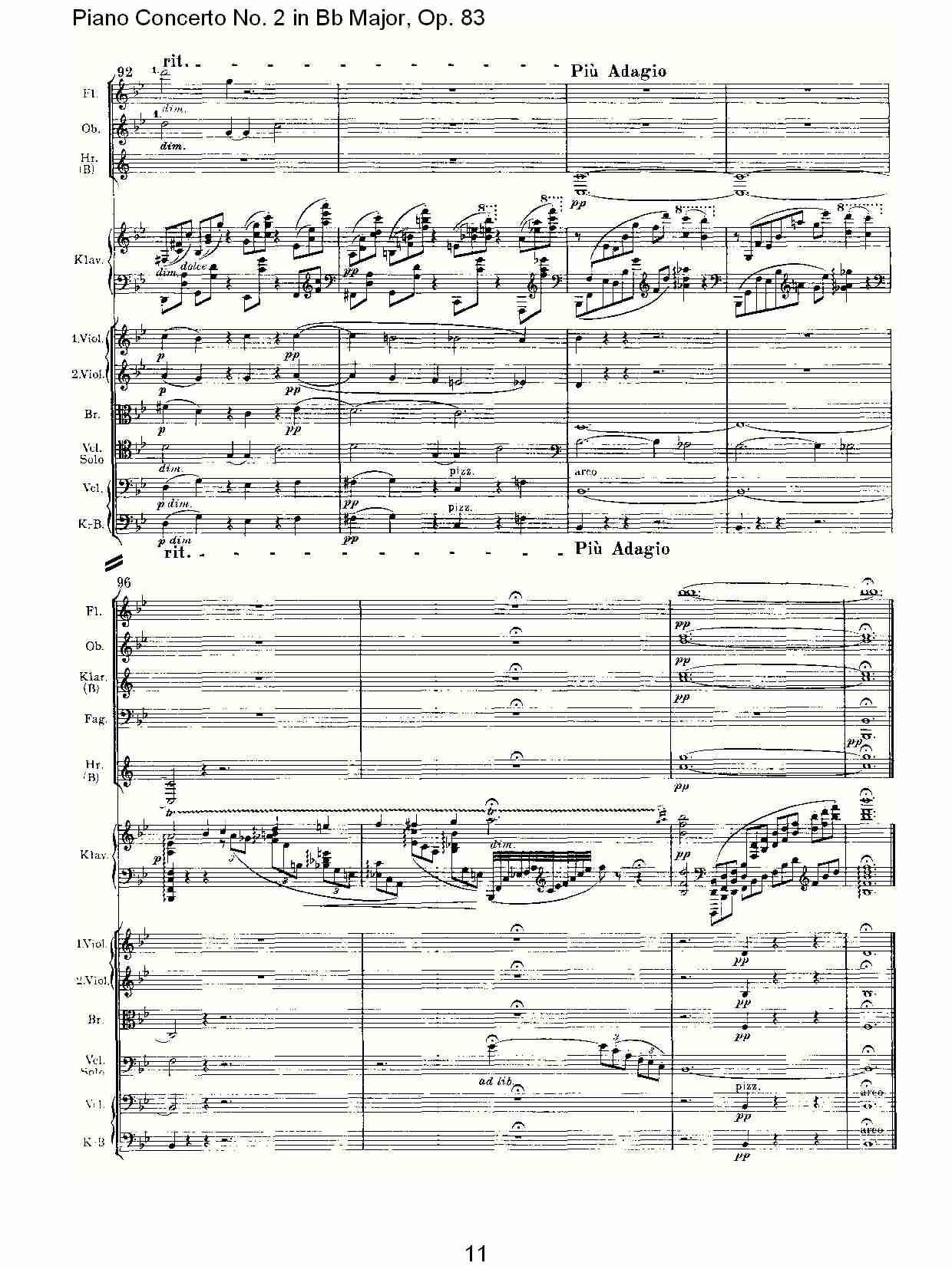 Bb大调钢琴第二协奏曲, Op.83第三乐章（三）总谱（图1）