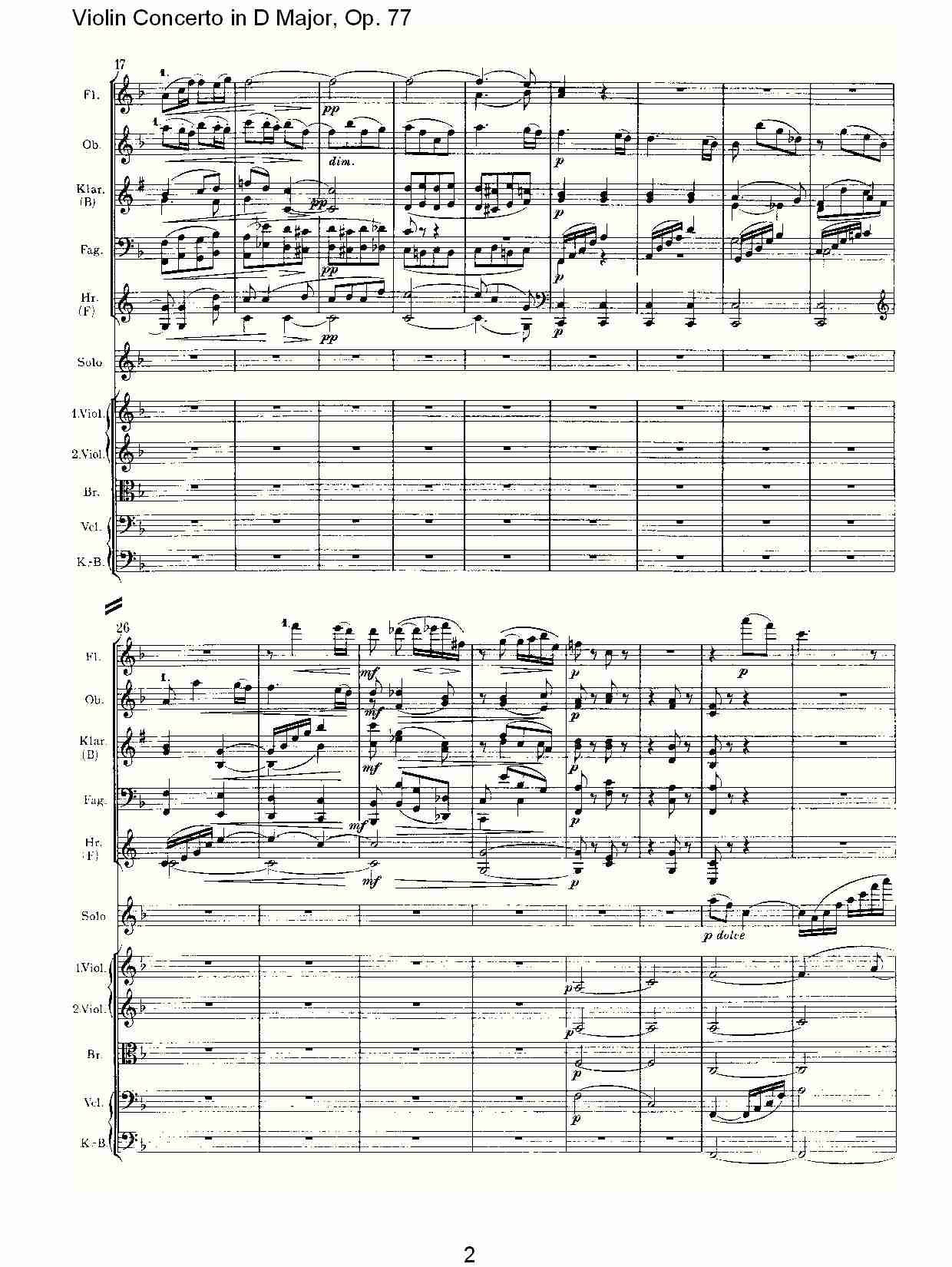 D大调小提琴协奏曲, Op.77第二乐章（一）总谱（图2）