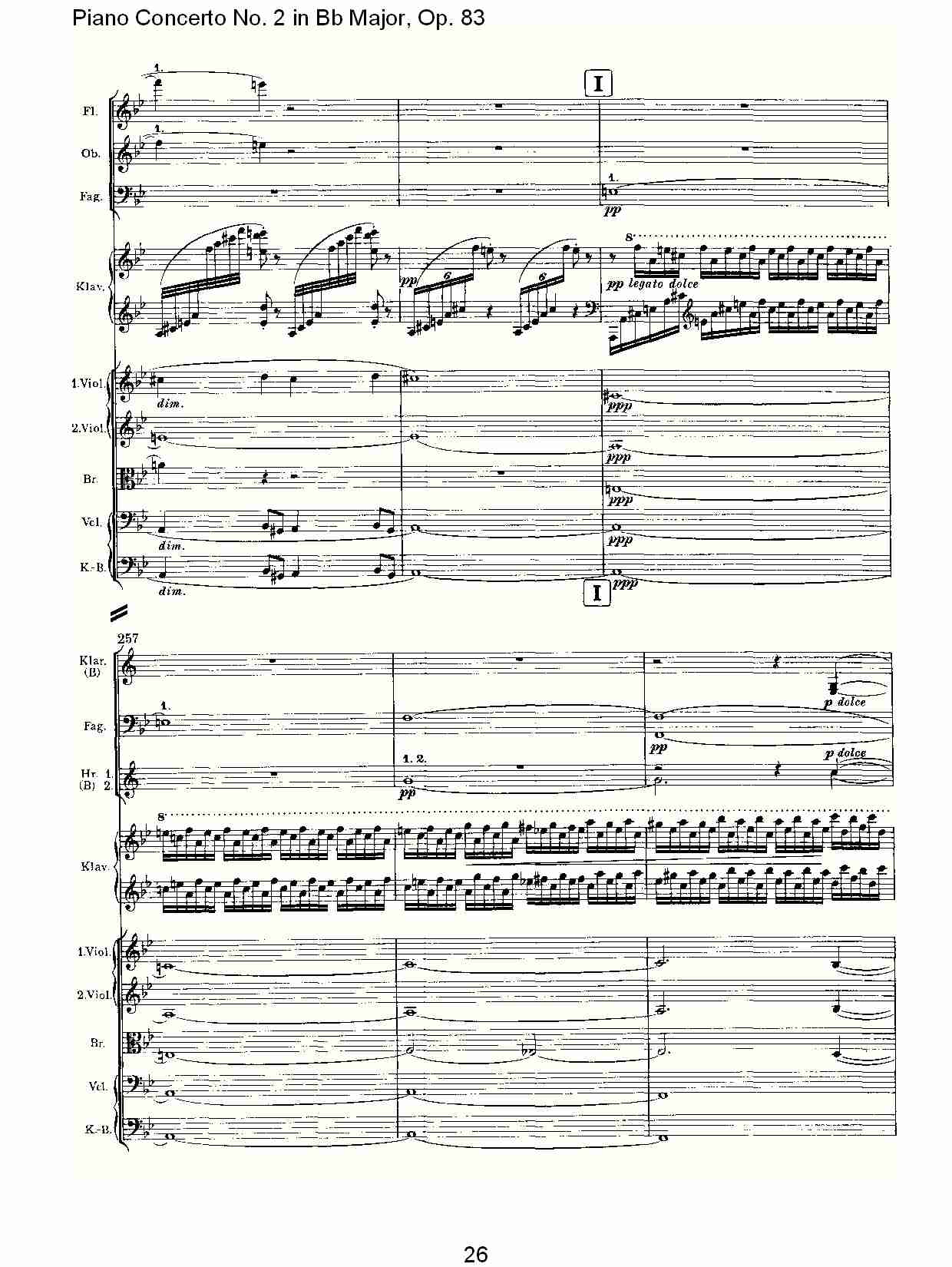 Bb大调钢琴第二协奏曲, Op.83第一乐章（六）总谱（图1）