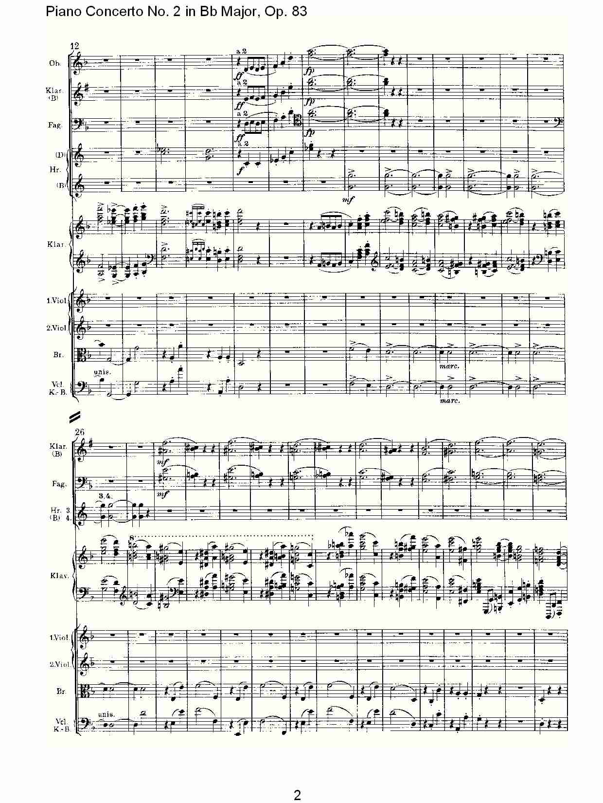 Bb大调钢琴第二协奏曲, Op.83第二乐章（一）总谱（图2）