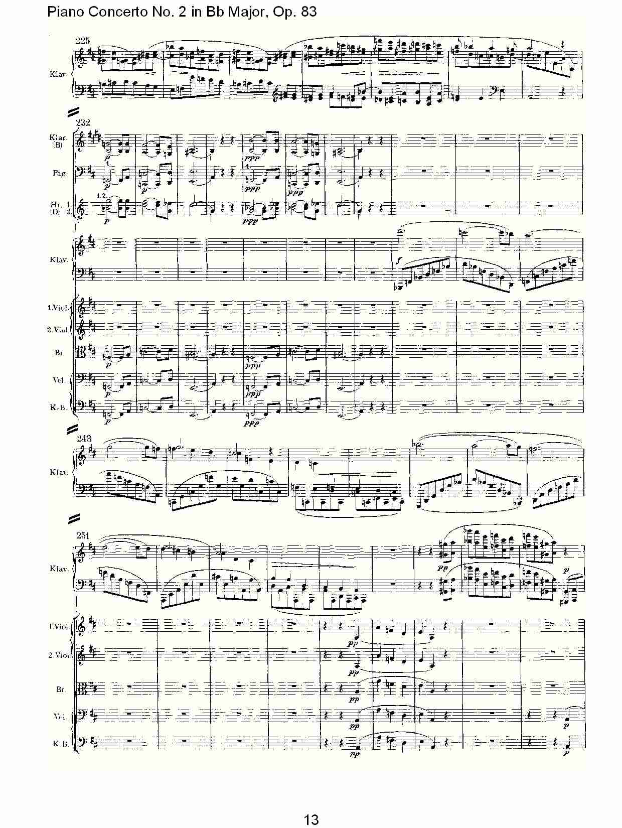 Bb大调钢琴第二协奏曲, Op.83第二乐章（三）总谱（图3）