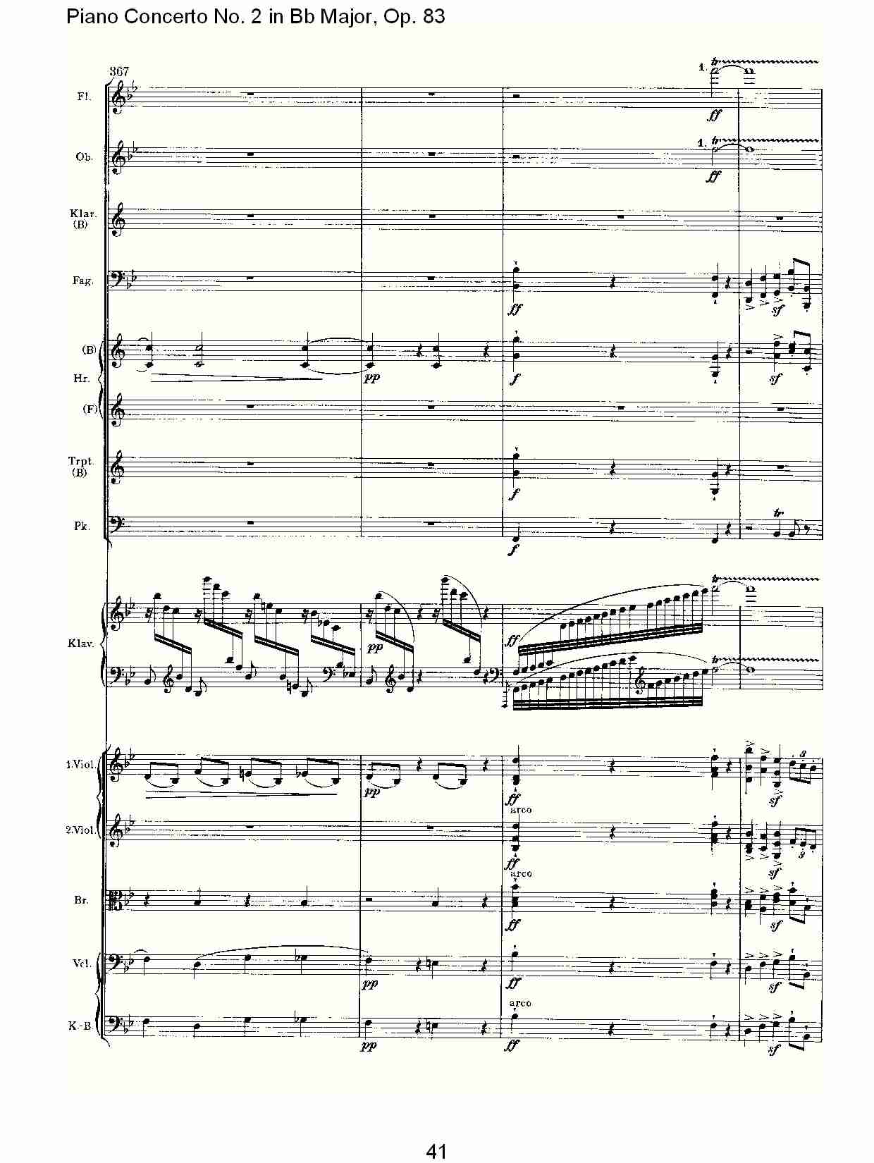 Bb大调钢琴第二协奏曲, Op.83第一乐章（九）总谱（图1）