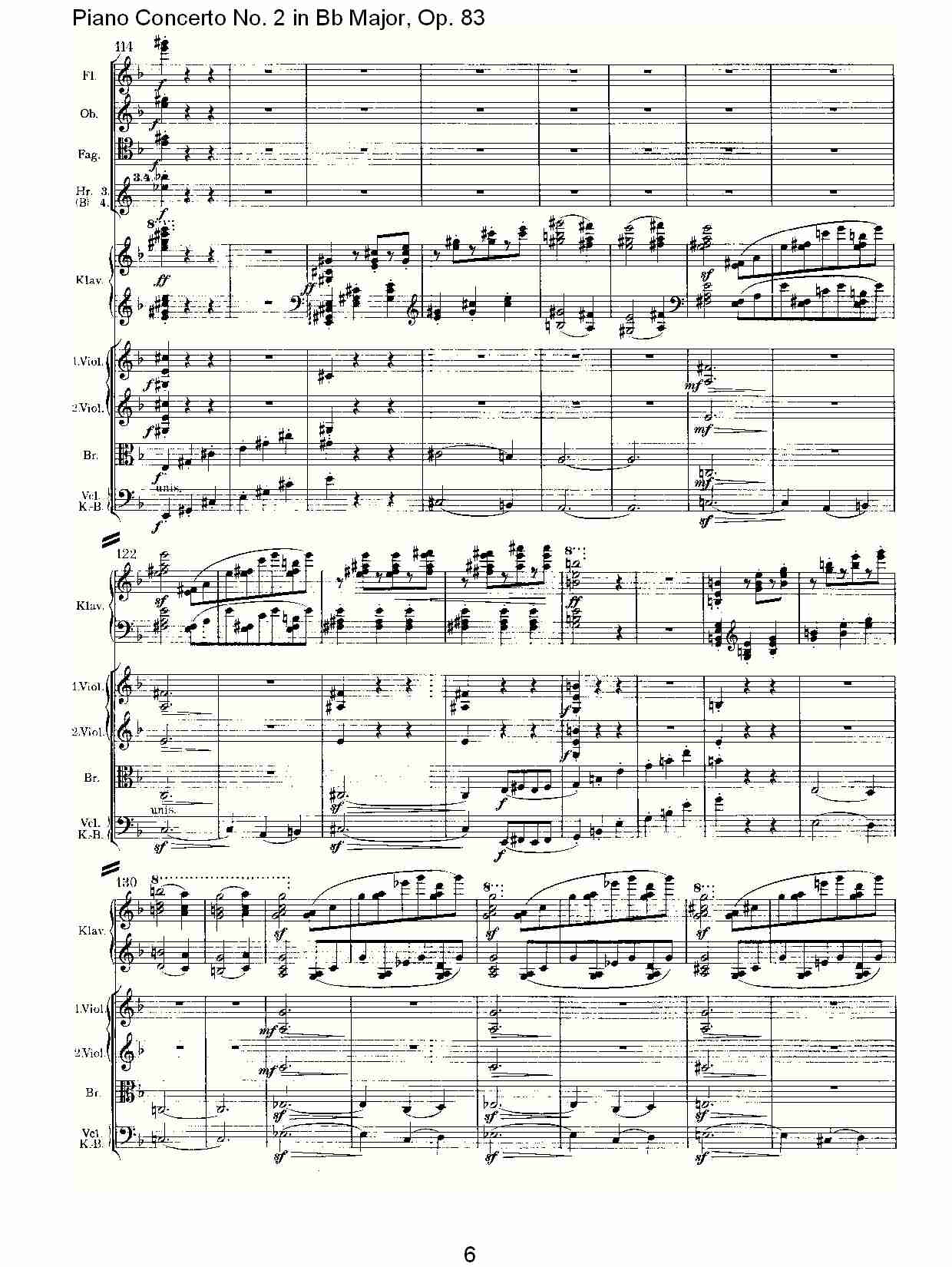 Bb大调钢琴第二协奏曲, Op.83第二乐章（二）总谱（图1）