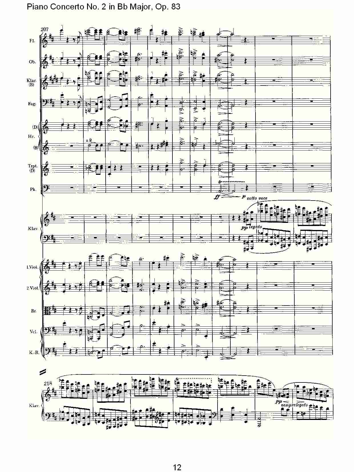 Bb大调钢琴第二协奏曲, Op.83第二乐章（三）总谱（图2）