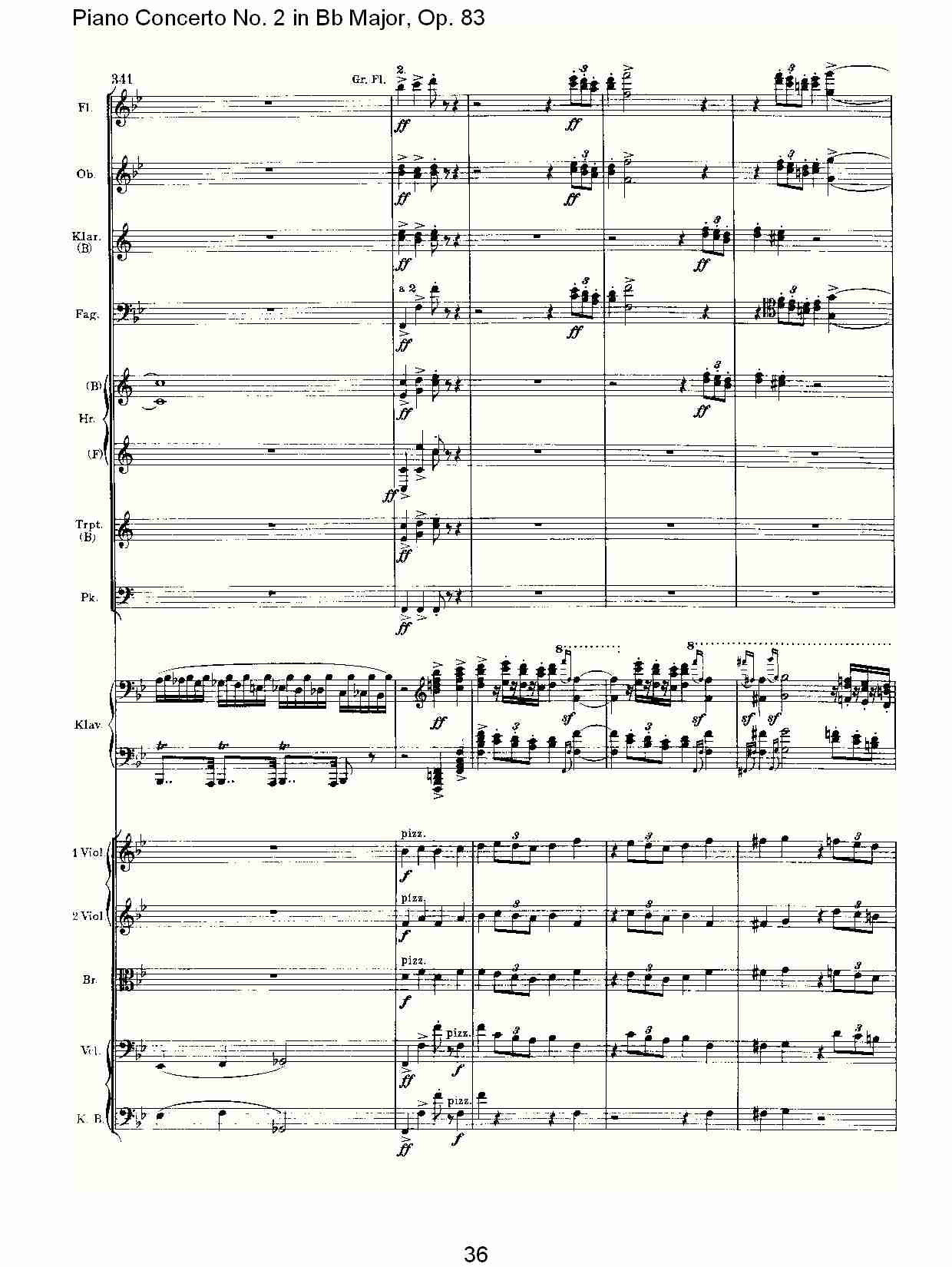 Bb大调钢琴第二协奏曲, Op.83第一乐章（八）总谱（图1）