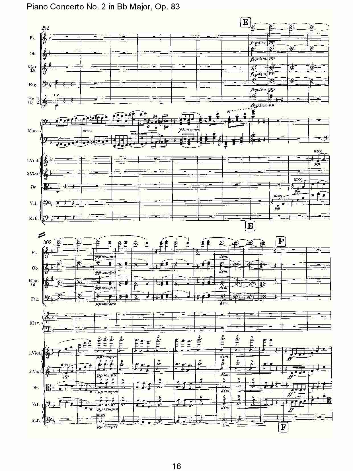Bb大调钢琴第二协奏曲, Op.83第二乐章（四）总谱（图1）