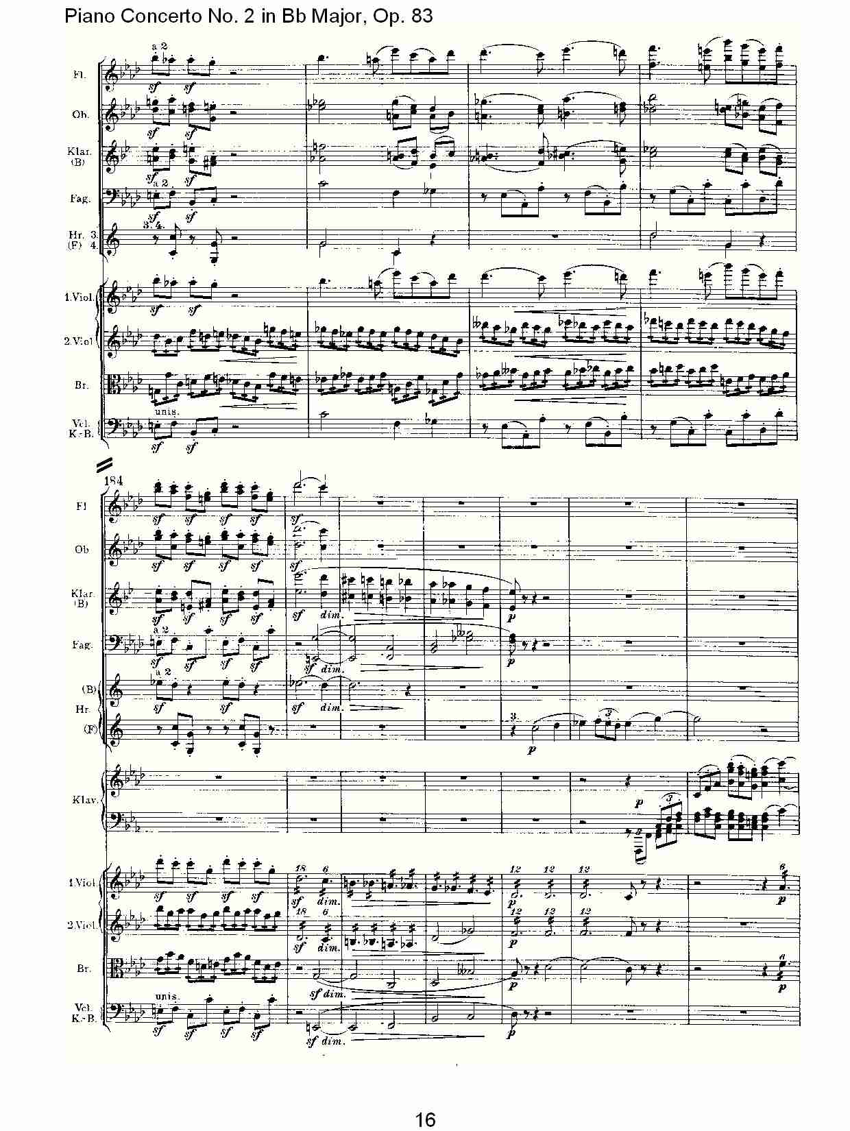 Bb大调钢琴第二协奏曲, Op.83第一乐章（四）总谱（图1）