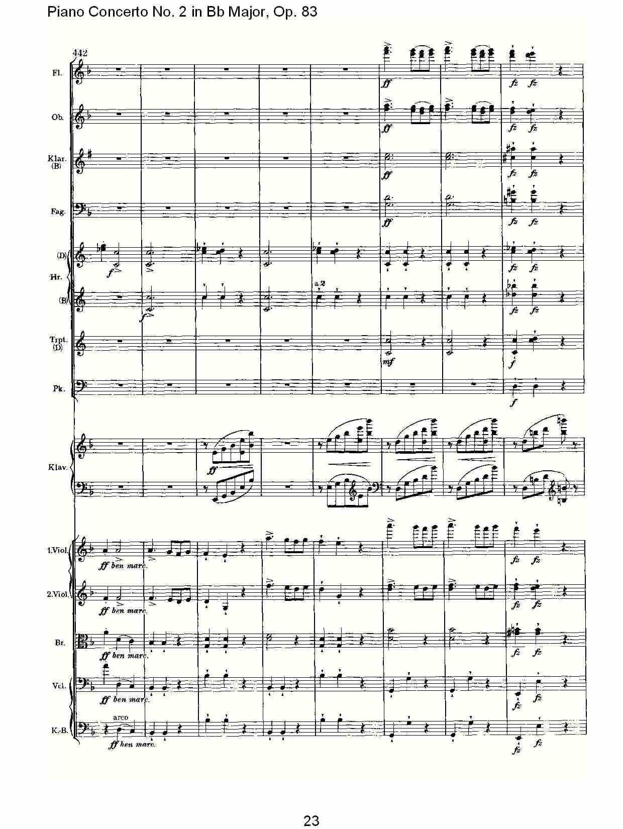 Bb大调钢琴第二协奏曲, Op.83第二乐章（五）总谱（图3）