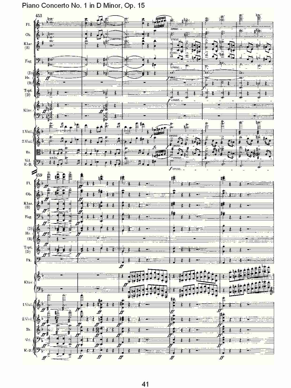 D小调钢琴第一协奏曲, Op.15第一乐章（九）总谱（图1）