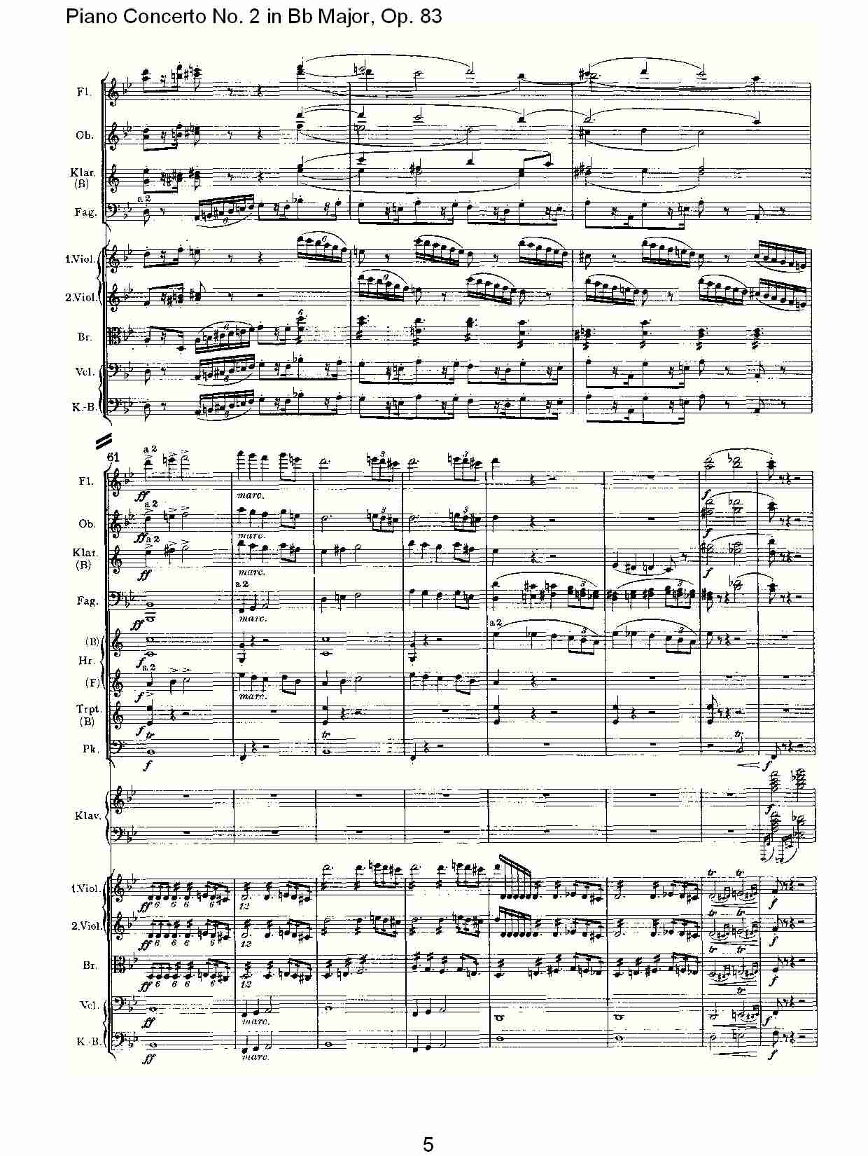 Bb大调钢琴第二协奏曲, Op.83第一乐章（一）总谱（图5）