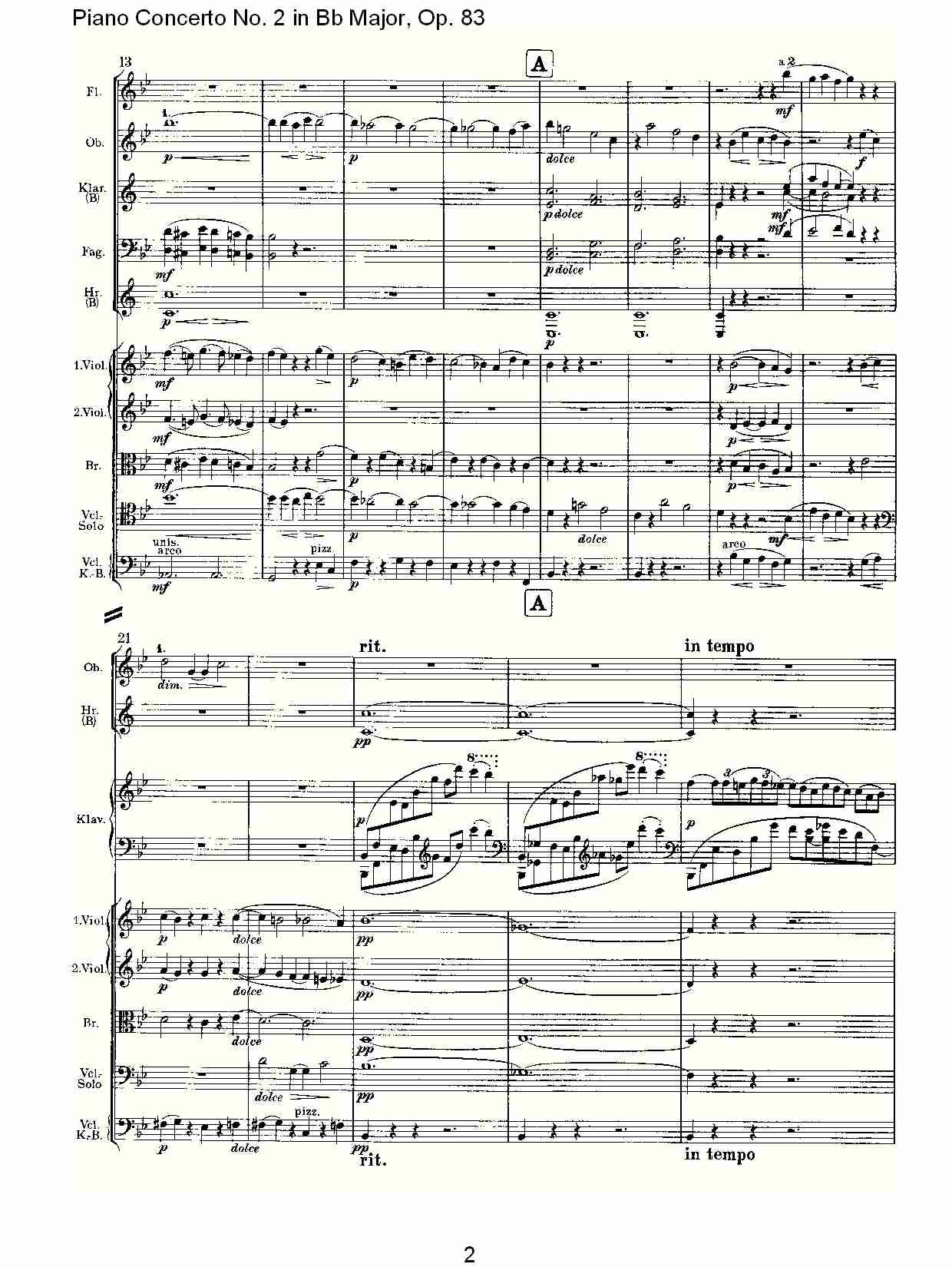 Bb大调钢琴第二协奏曲, Op.83第三乐章（一）总谱（图2）