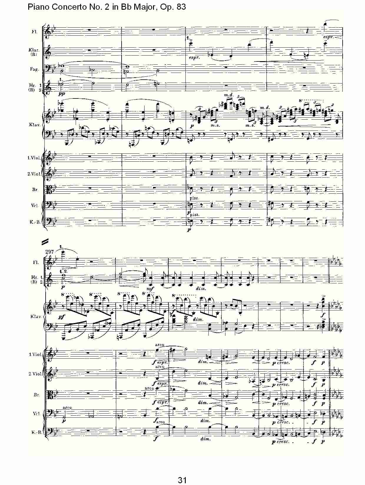 Bb大调钢琴第二协奏曲, Op.83第一乐章（七）总谱（图1）
