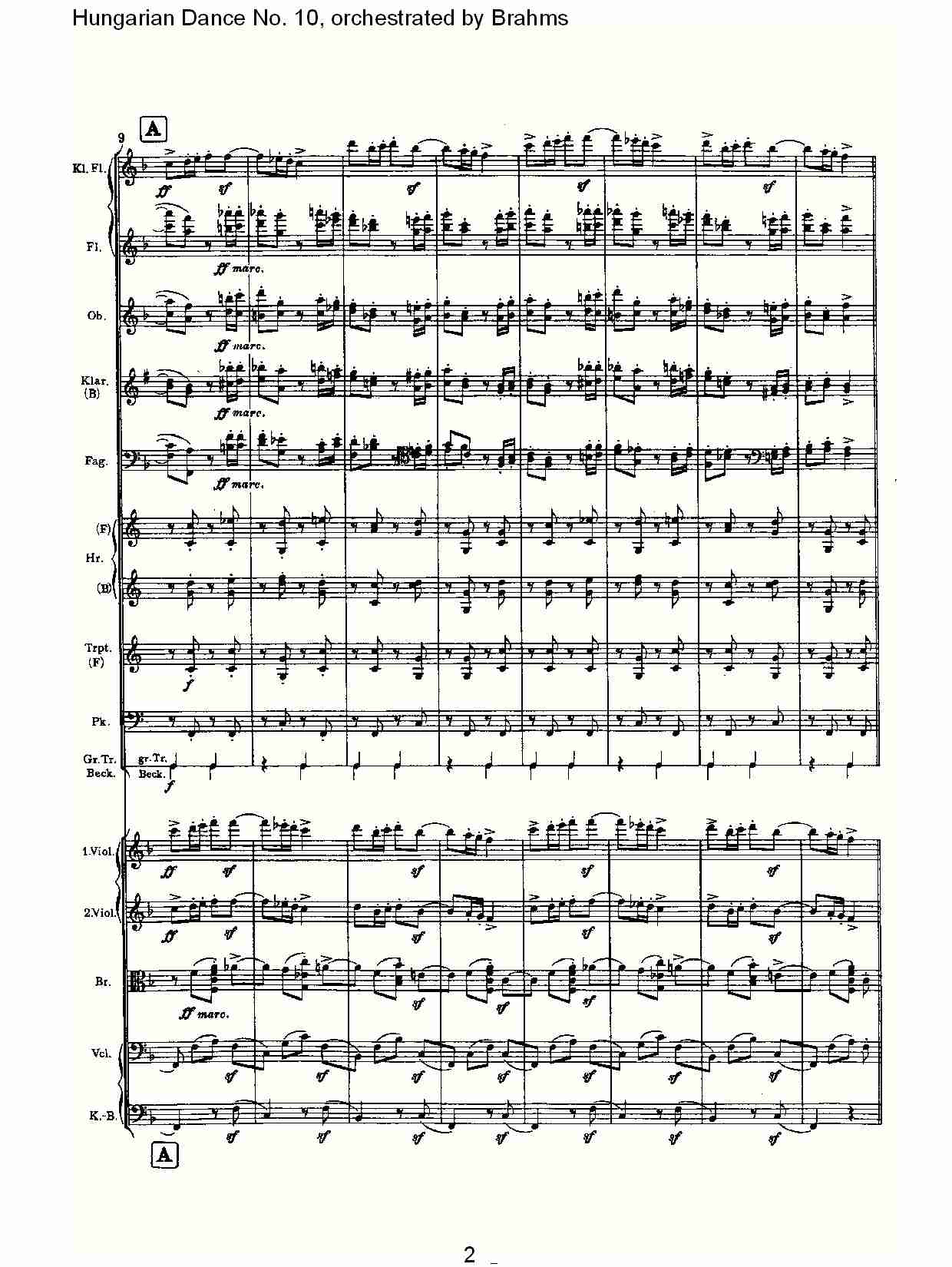 第十匈牙利舞曲 勃拉姆斯管弦乐曲式（一）总谱（图2）